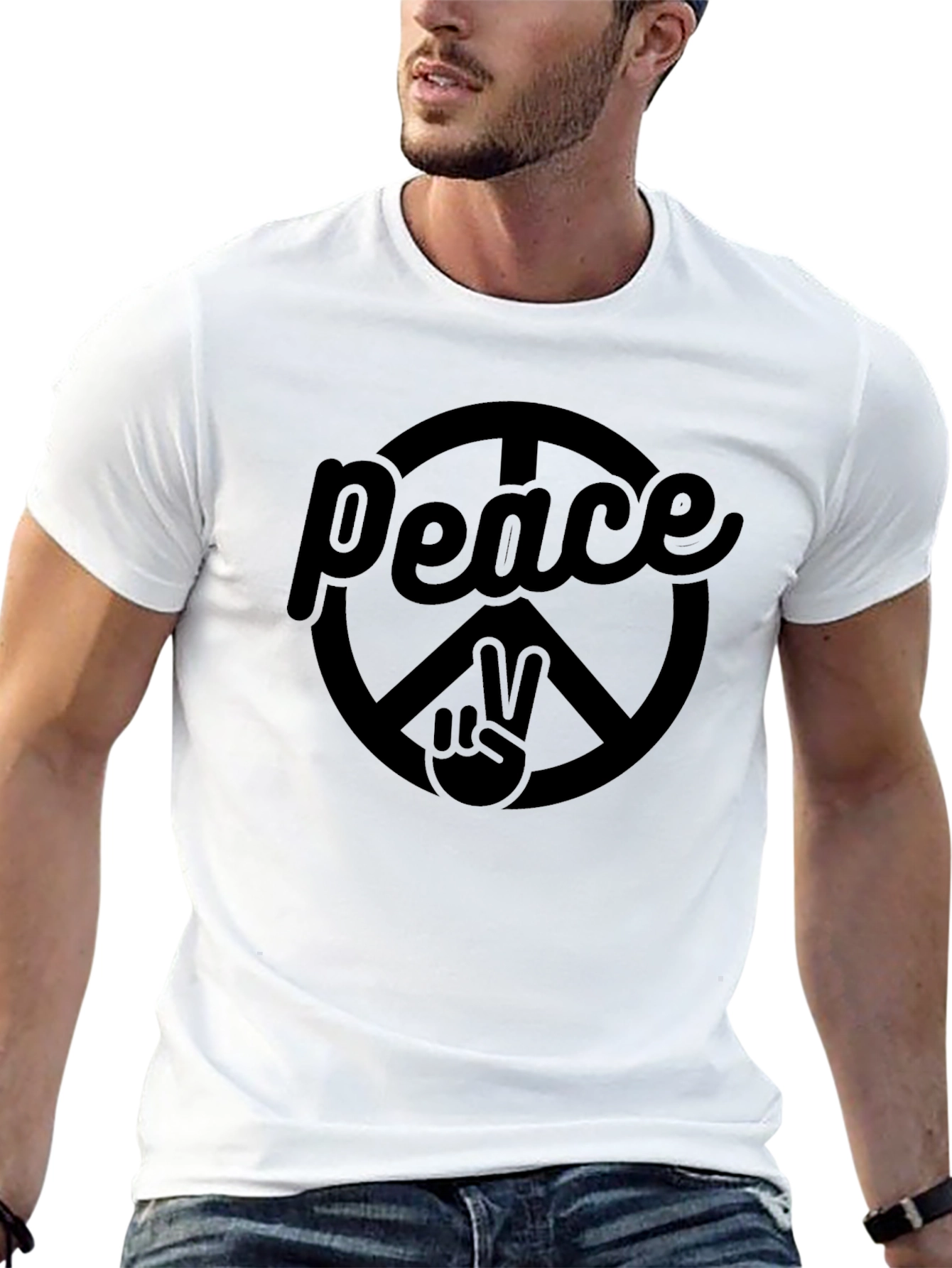 Peace Sign Graphic T-Shirt - Black