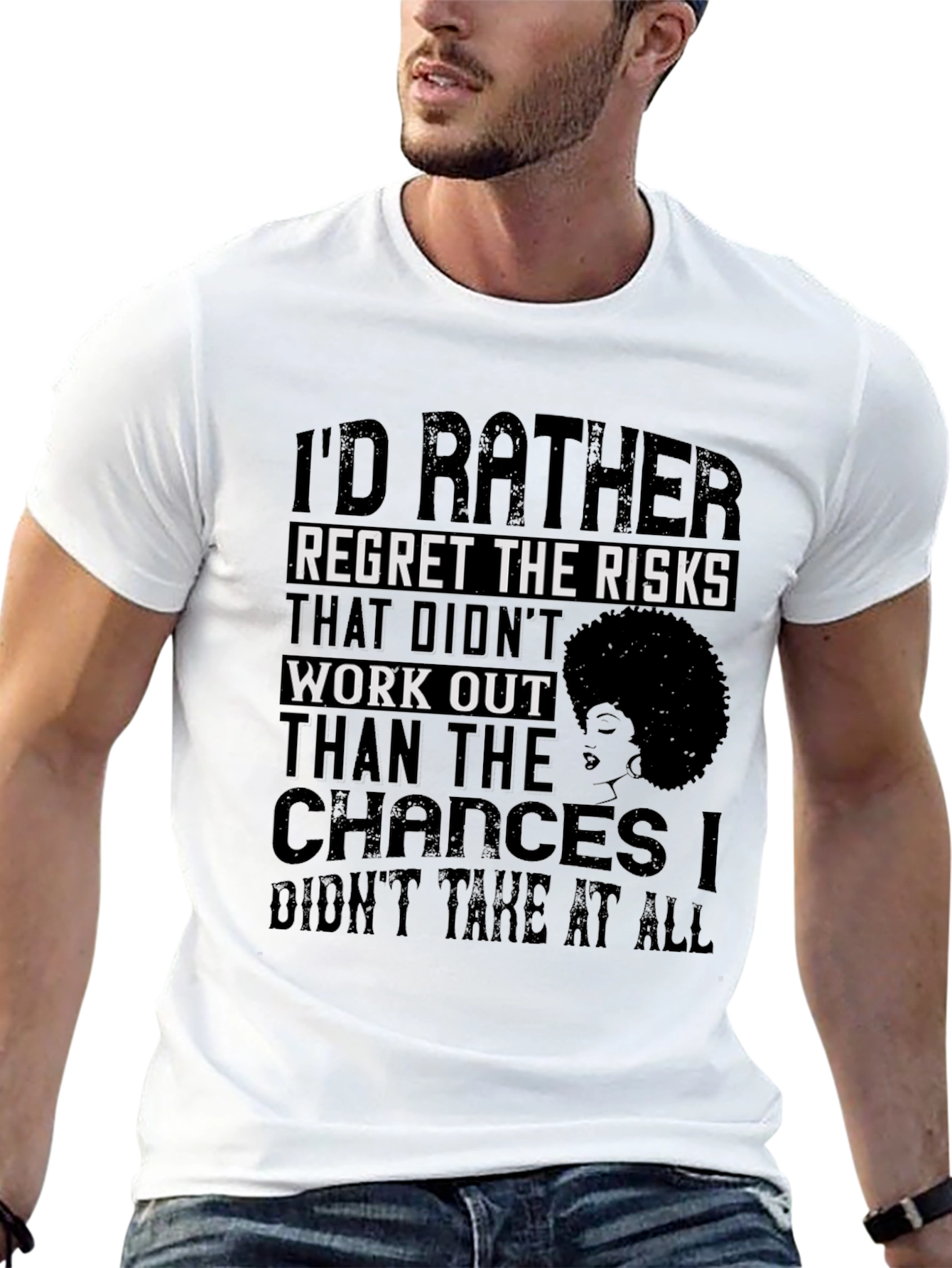 Inspirational Graphic Tee - Regret the Risks T-Shirt