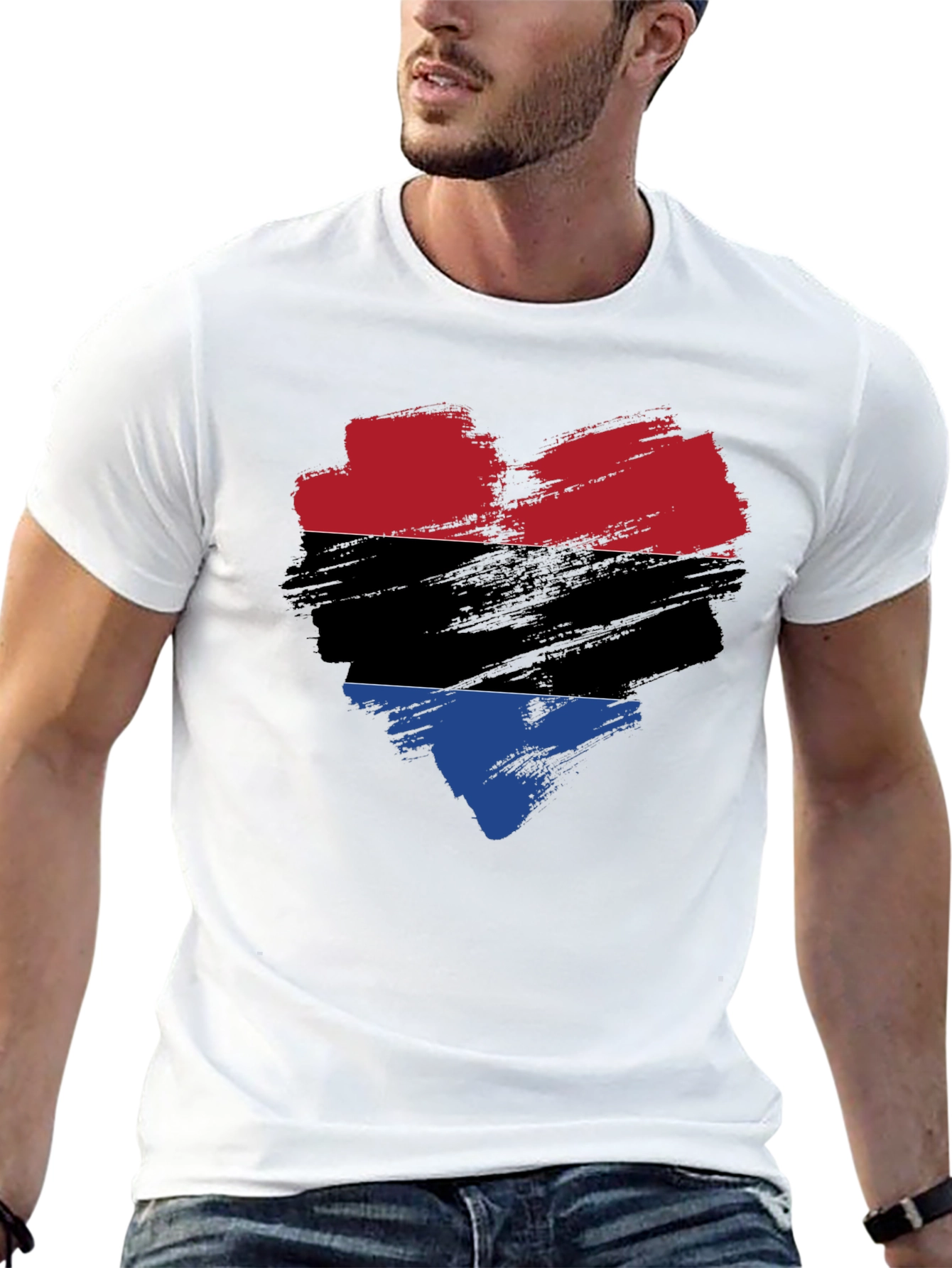 Heart Flag T-Shirt - Red Black Blue