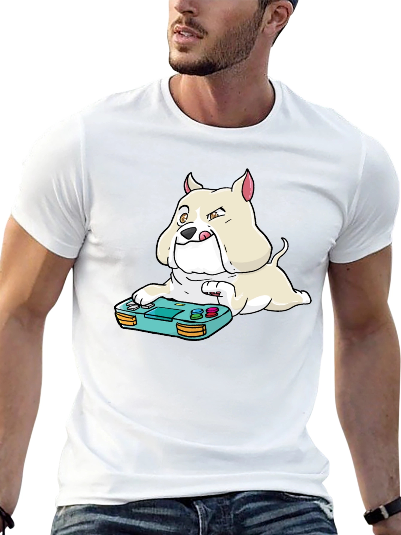 Gamer Dog Graphic Tee - Black Casual T-Shirt