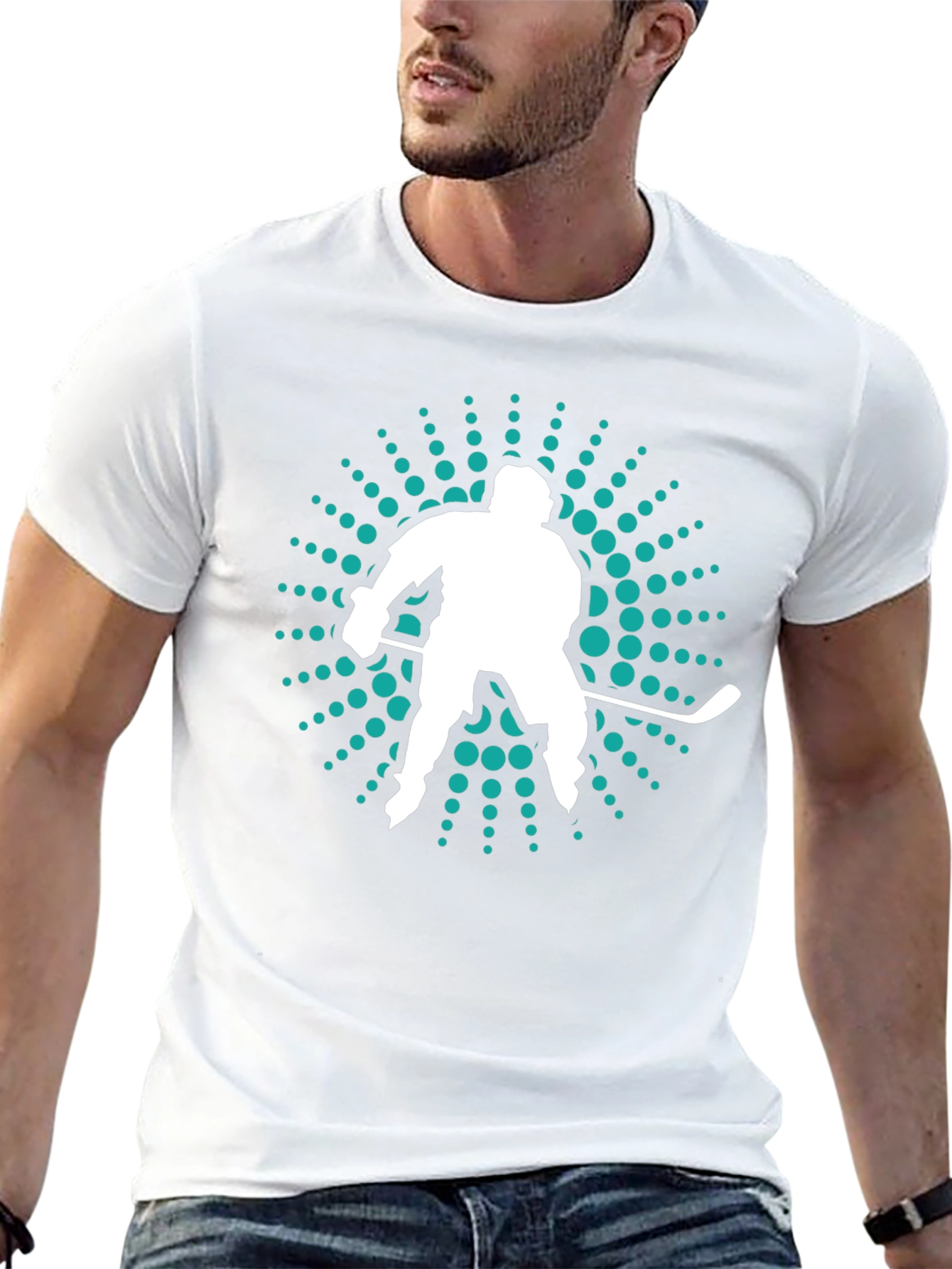 Hockey Player Graphic Tee - Sporty Mens T-Shirt