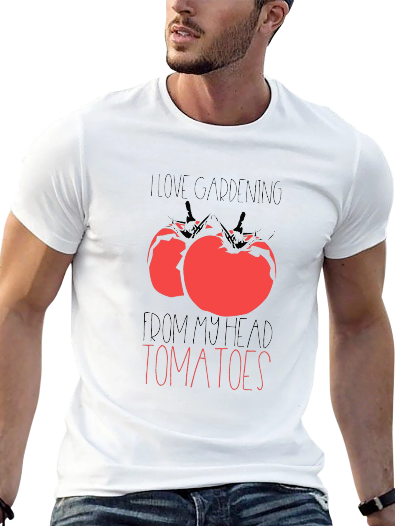I Love Gardening From My Head Tomatoes Graphic Tee