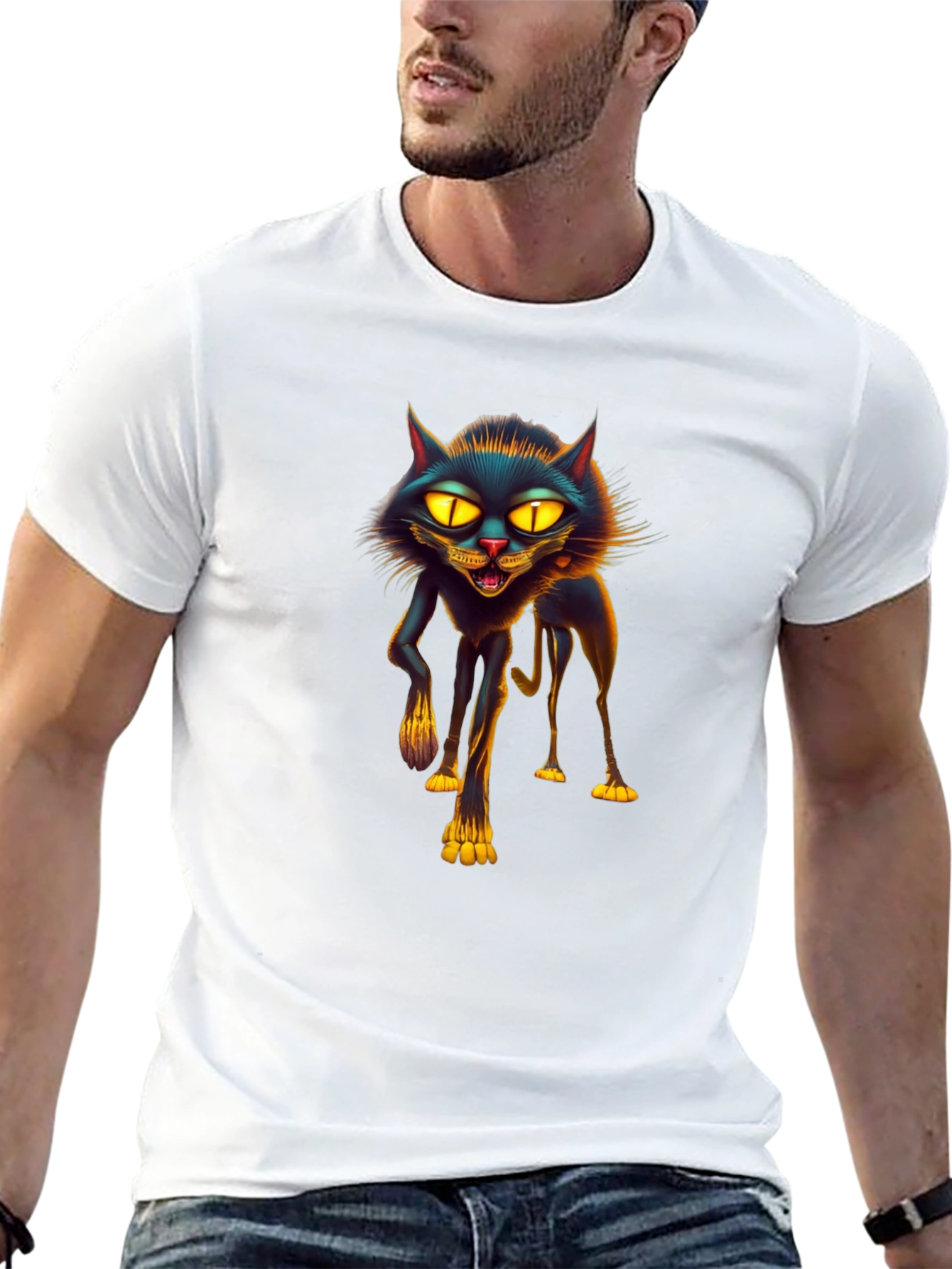 Black Cat Graphic Tee - Spooky Season Style