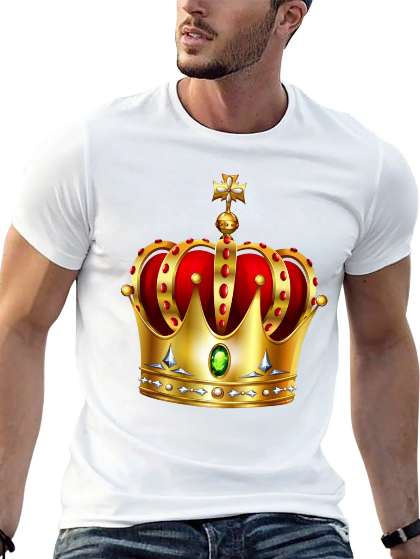 Regal Crown Graphic Tee - Gold Royal Design