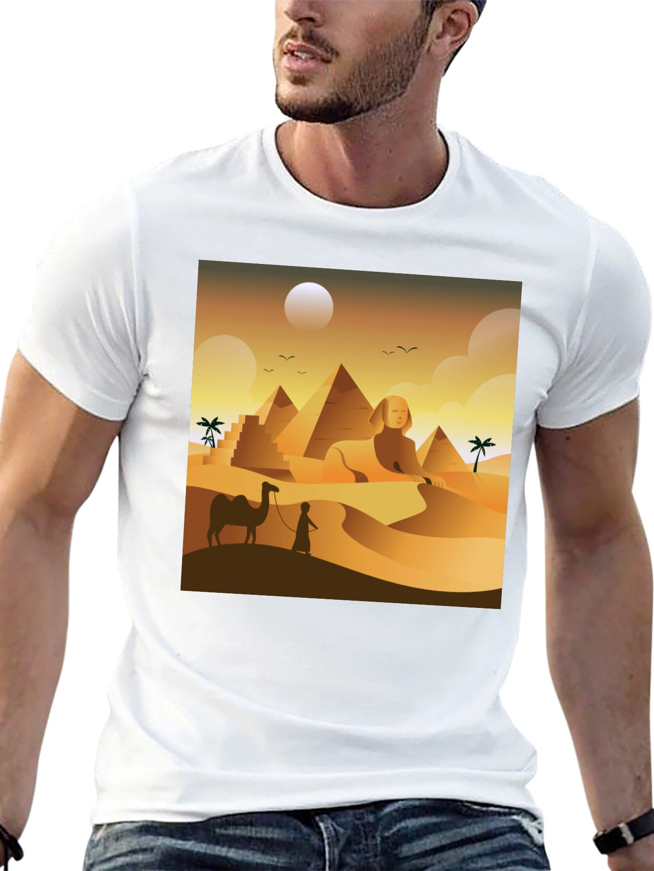 Egyptian Desert T-Shirt: Sphinx & Pyramids