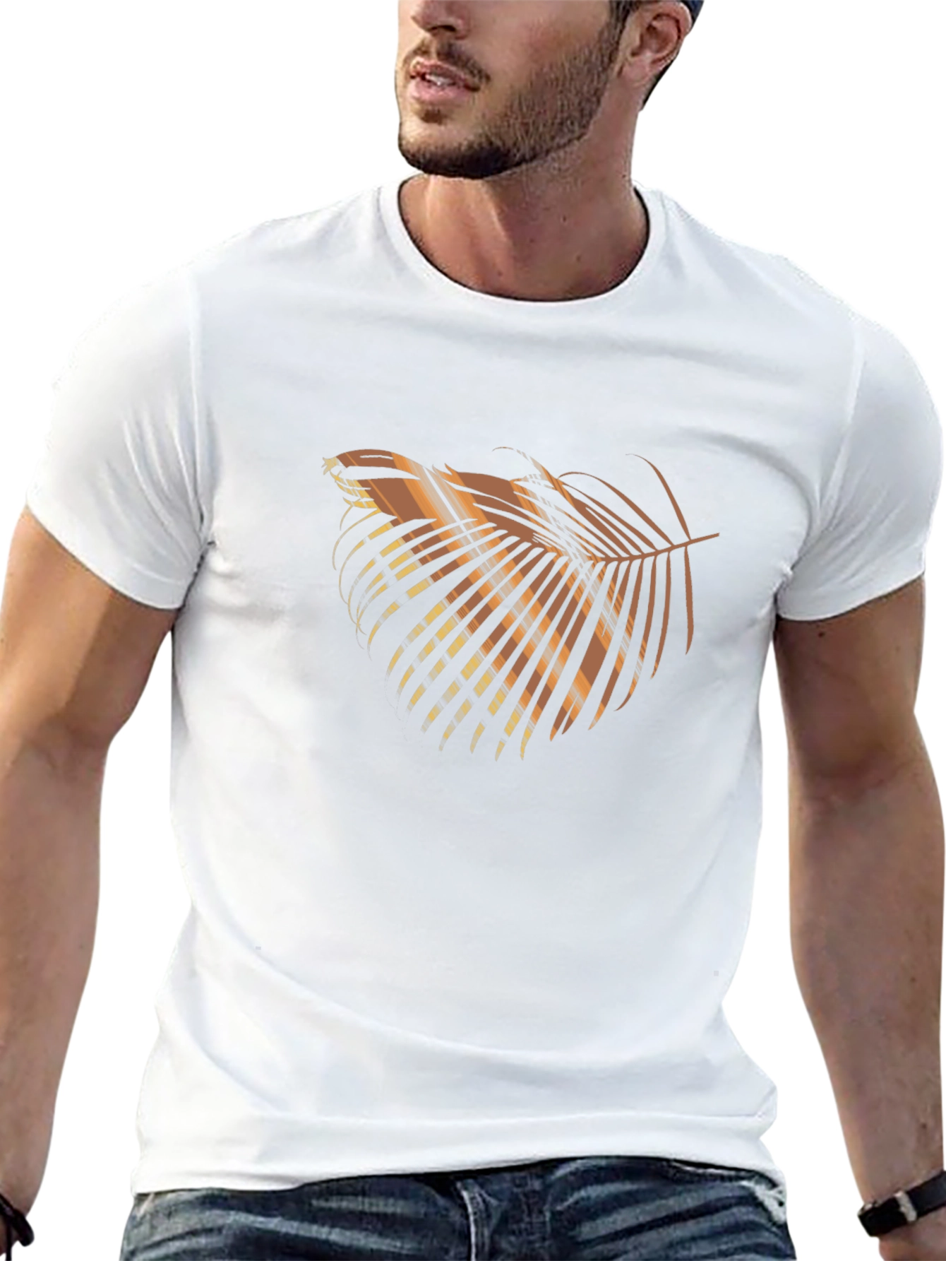 Tropical Palm Leaf Graphic T-Shirt - Black