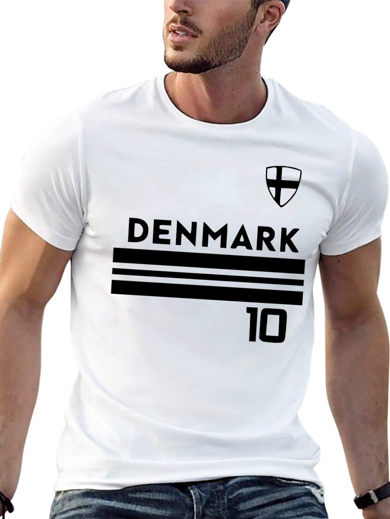 Denmark Soccer Jersey Style Black T-Shirt
