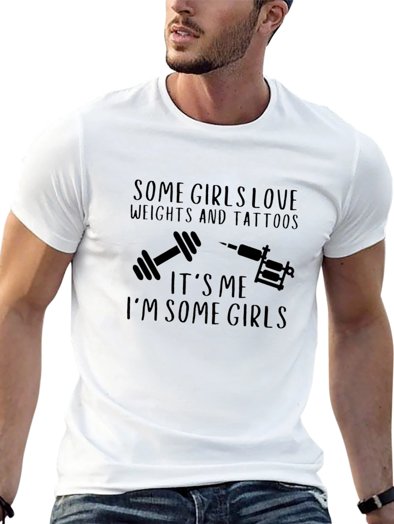 Some Girls Love Weights & Tattoos Black Graphic Tee
