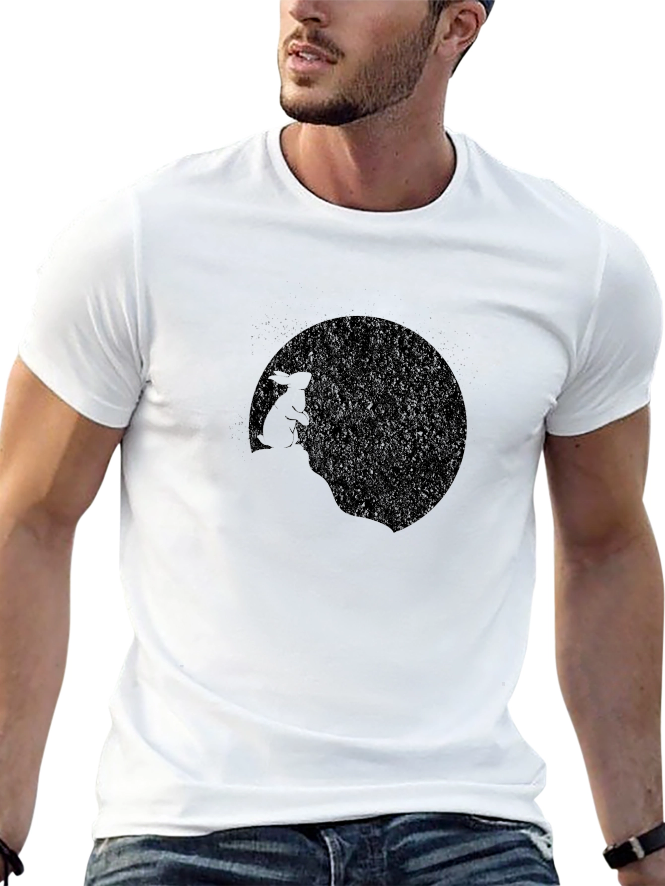 Black Rabbit Moon Graphic T-Shirt