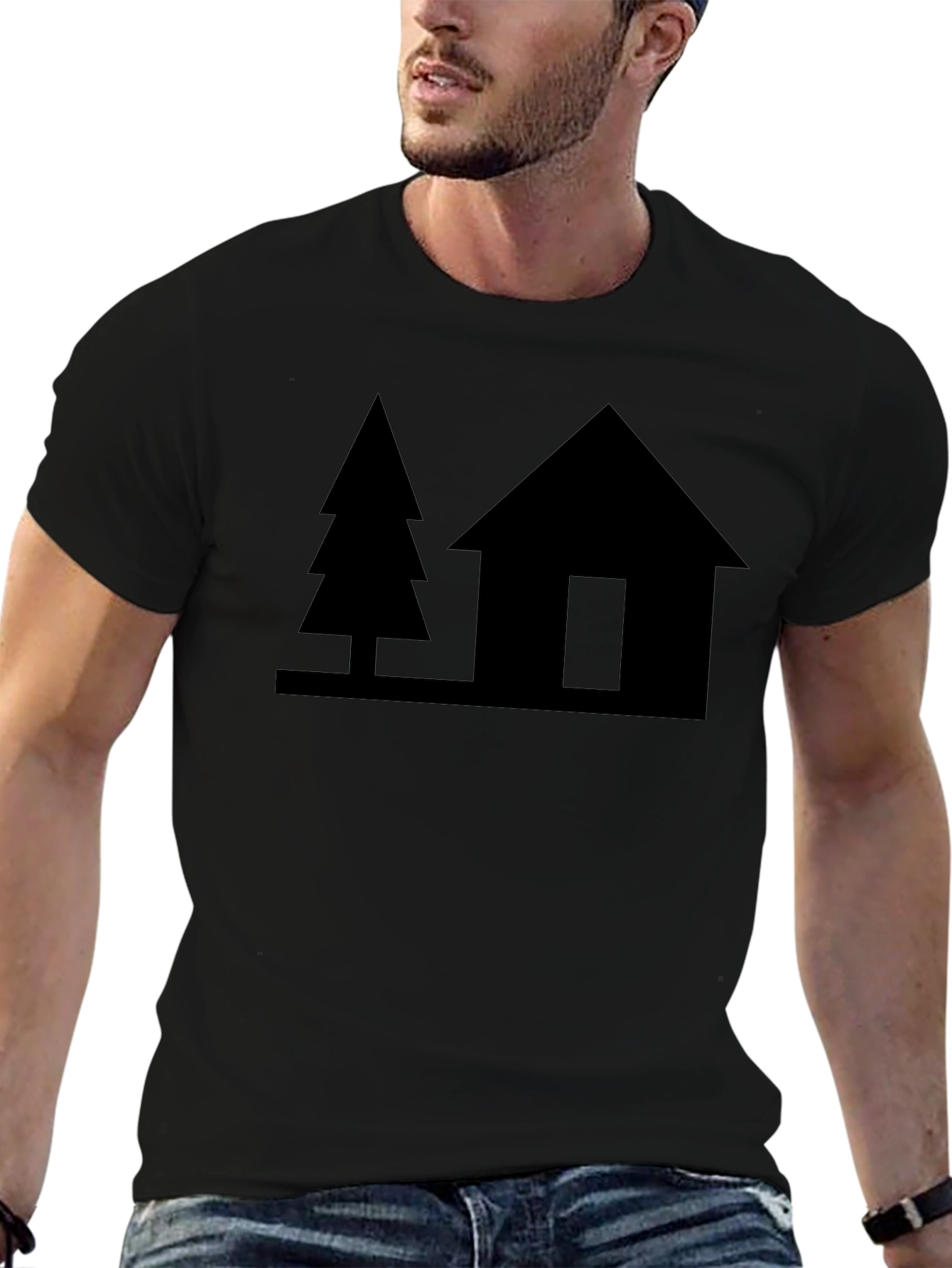 Cabin & Tree Graphic Tee - Solid Black