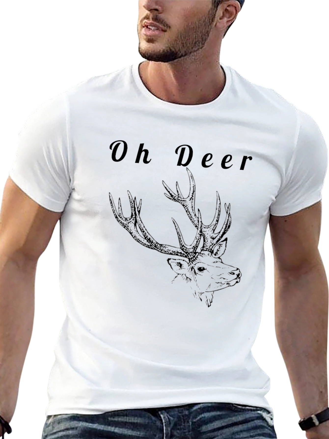 Oh Deer Graphic Tee - Black Casual T-Shirt