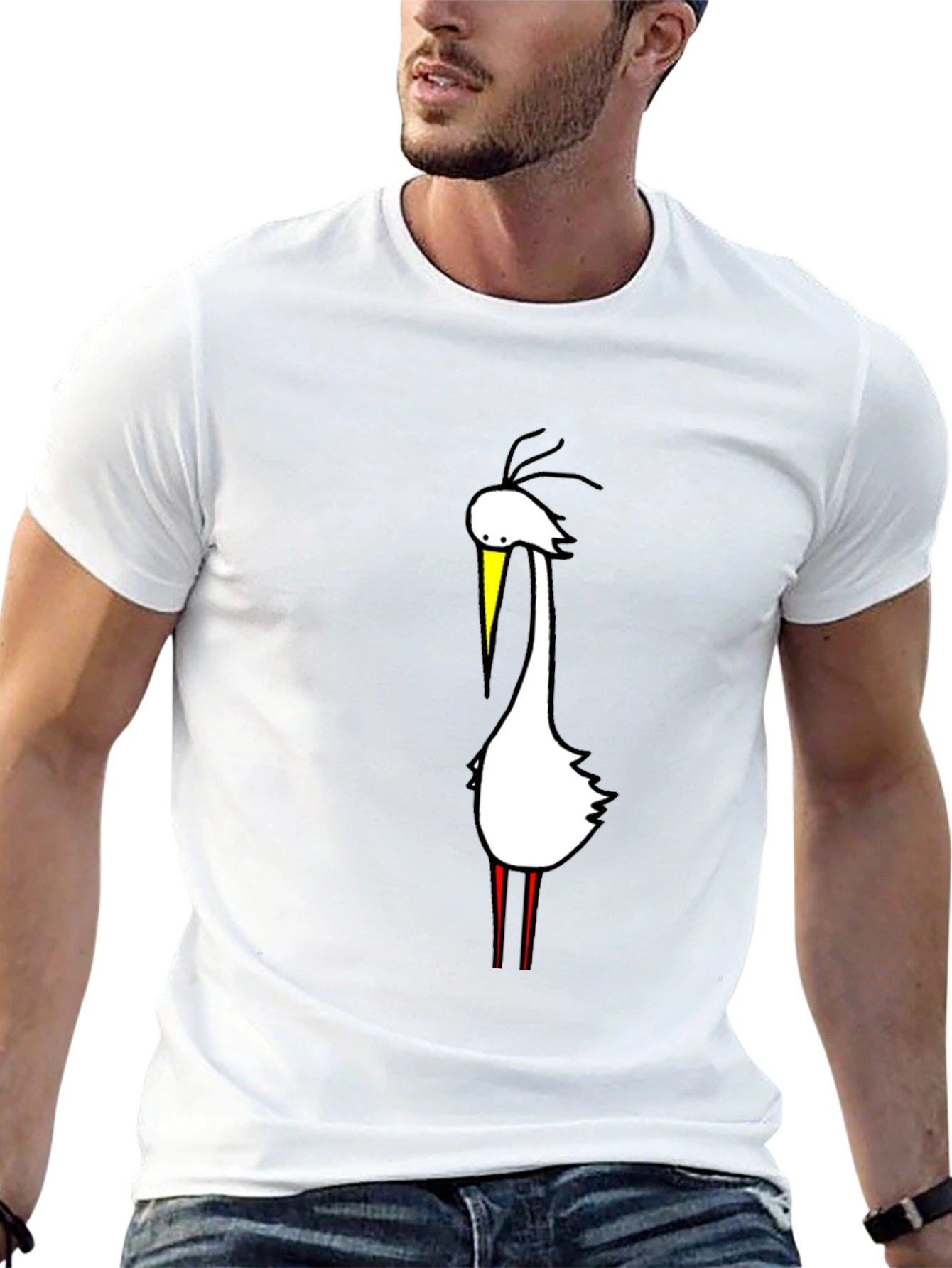 Mens Black T-Shirt with Bird Graphic