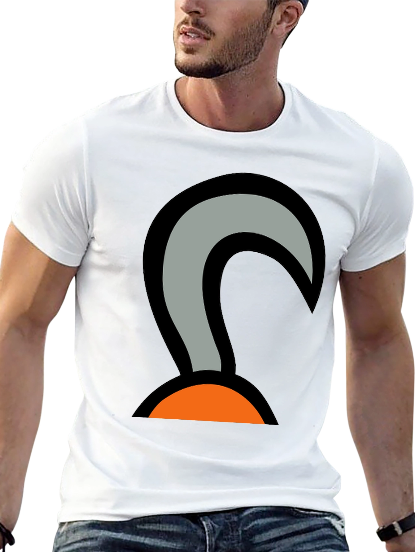Cartoon Hook Graphic Tee - Black Cotton Blend