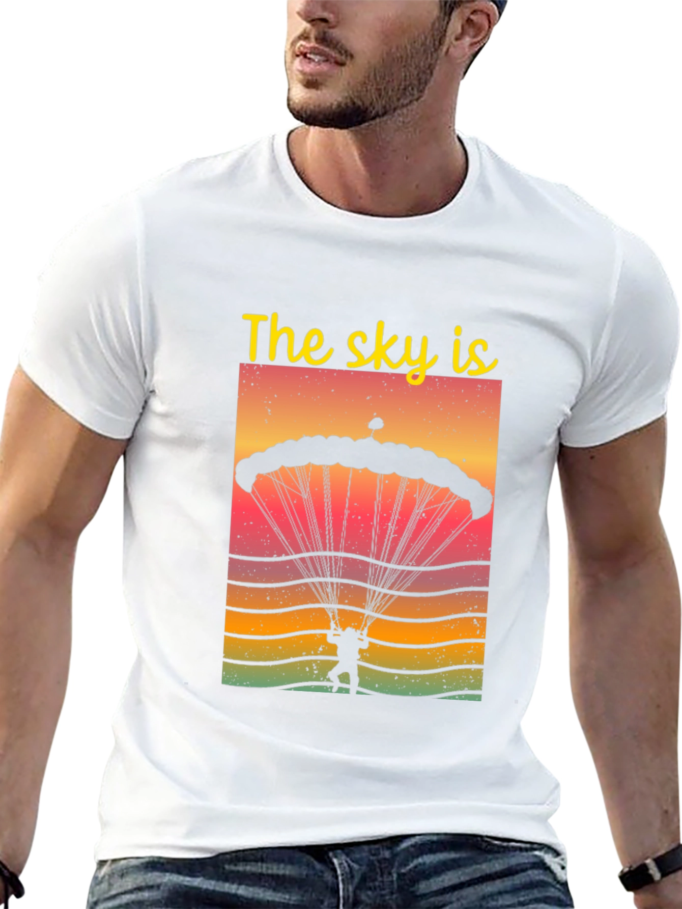 Skydiving Parachute Graphic Tee - The Sky Is