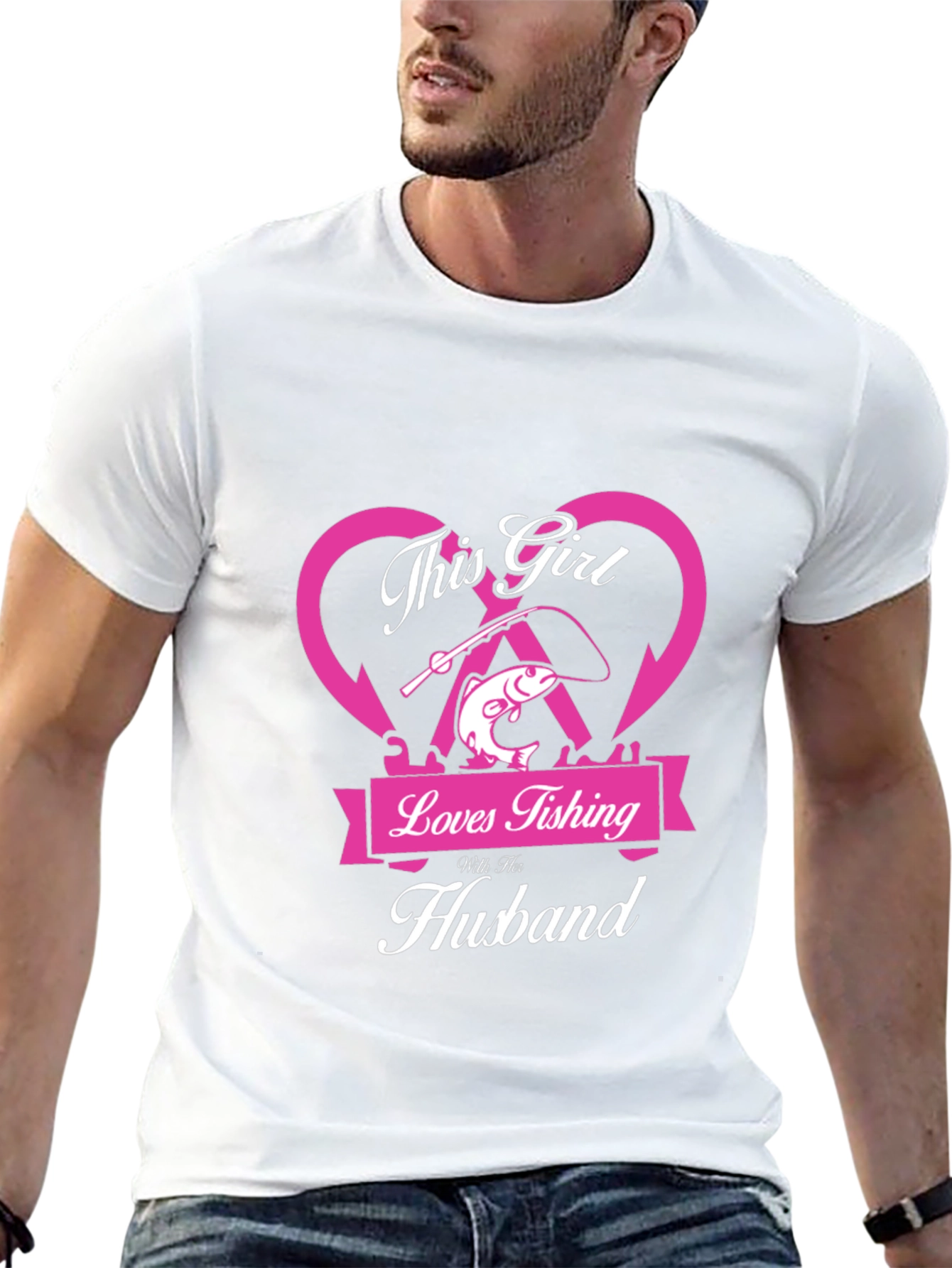 Fishing Girl T-Shirt - Loves Fishing With Her Husband