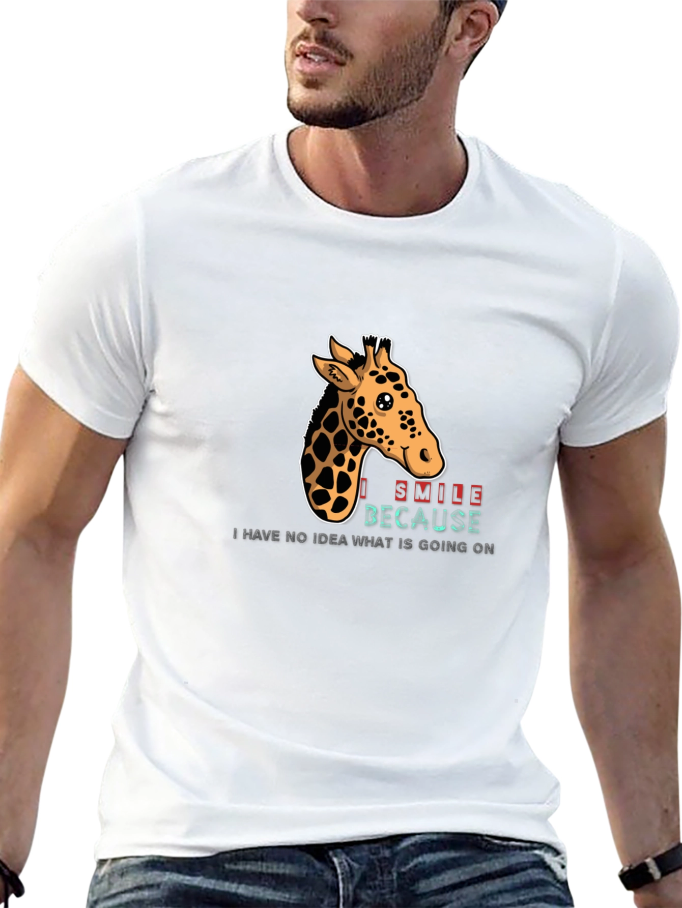 Giraffe Smile Graphic Tee - Black T-Shirt