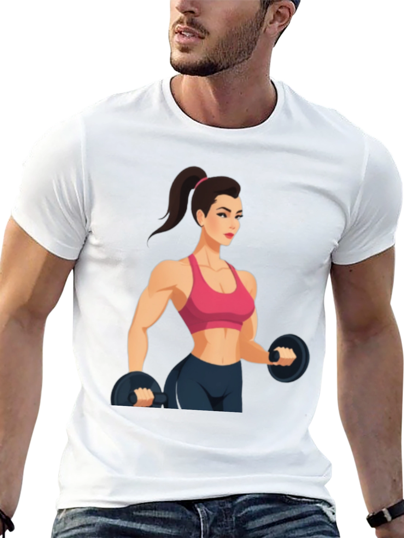 Fitness Woman Graphic Black T-Shirt