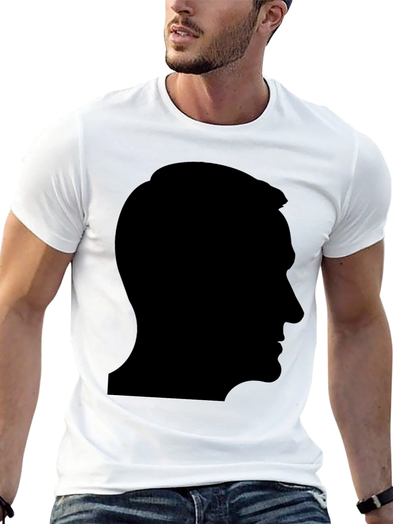 Silhouette Portrait Graphic Tee - Stylish Black T-Shirt
