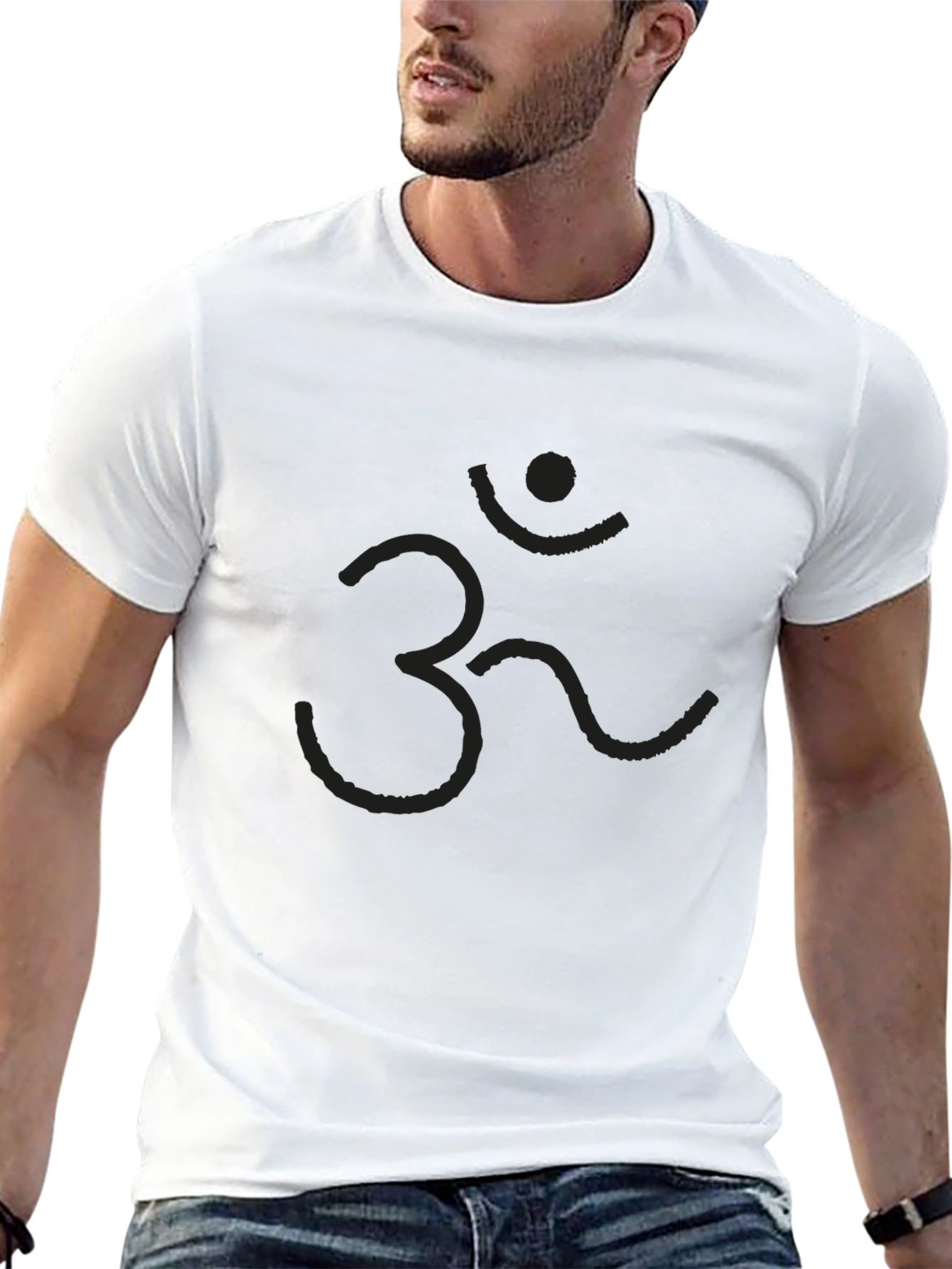 Mens Black Om Symbol T-Shirt - Casual & Stylish
