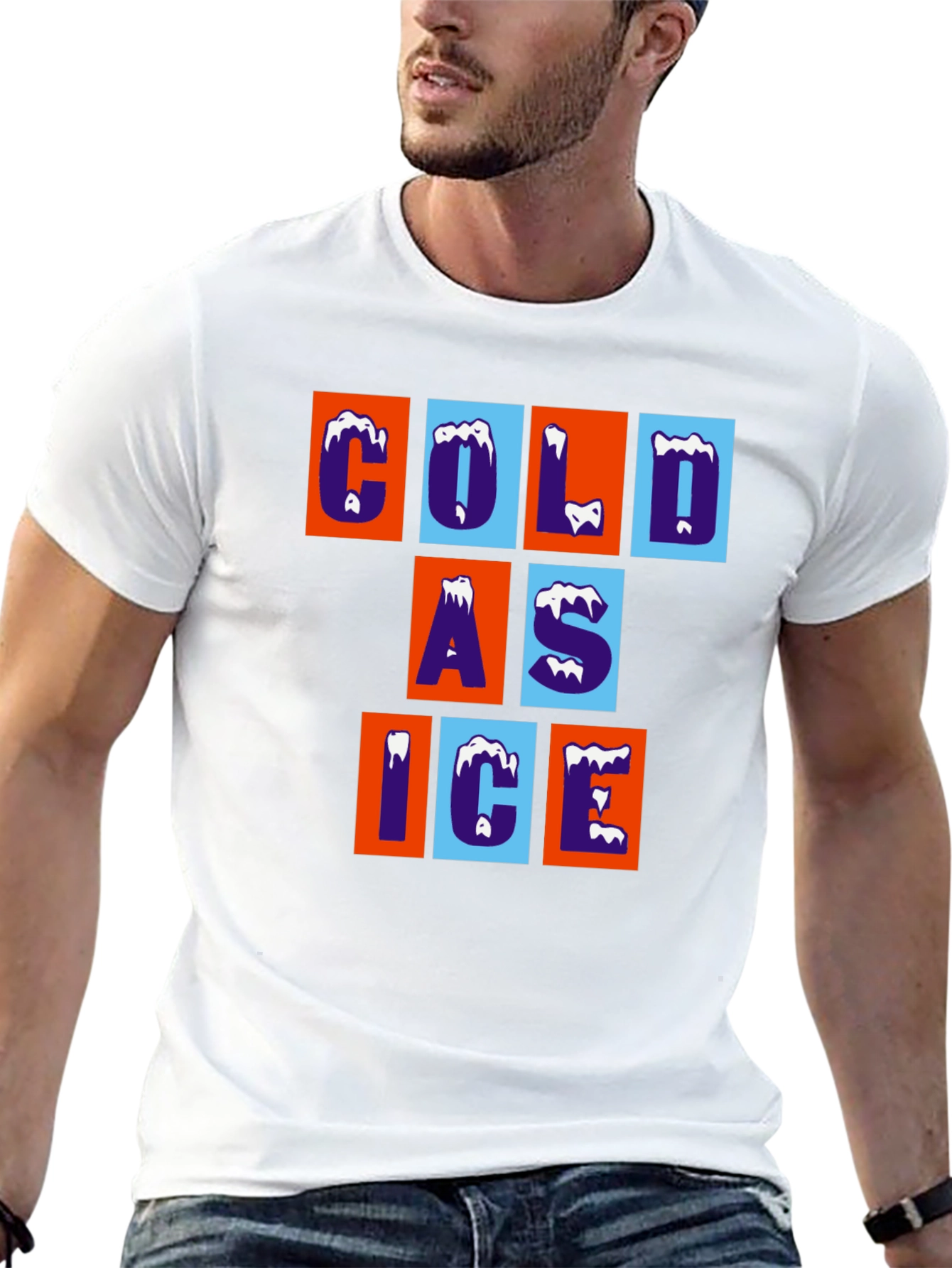 Cold As Ice Graphic Tee - Trendy Crew Neck