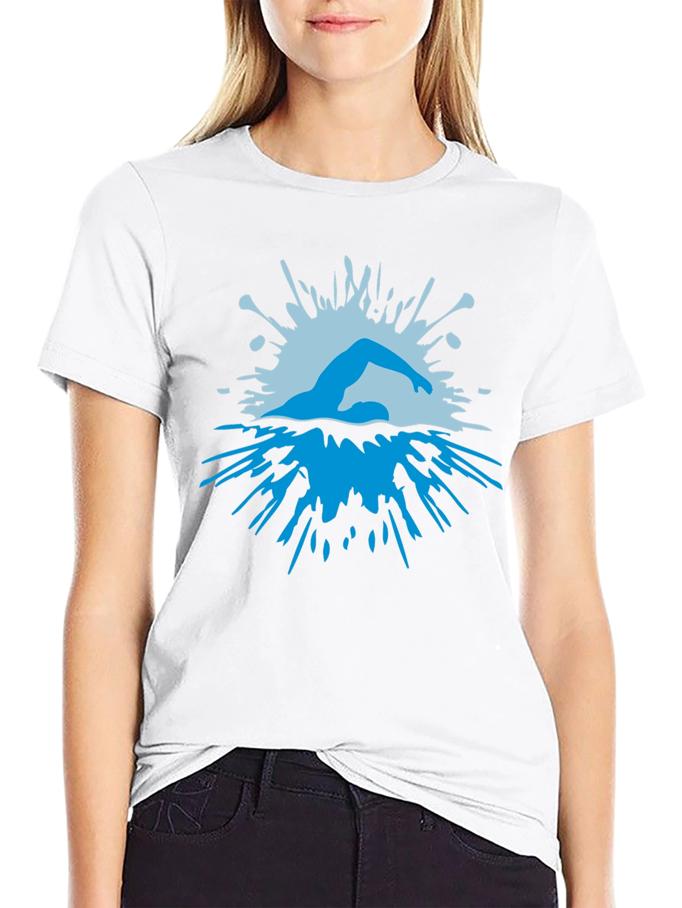 Swimmer Splash Black Graphic Tee