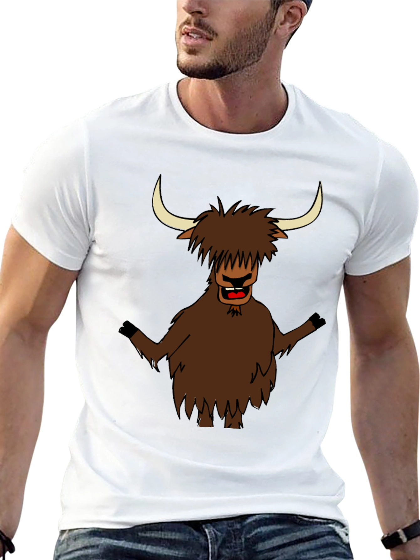 Funny Highland Cow T-Shirt - Cartoon Bull Tee