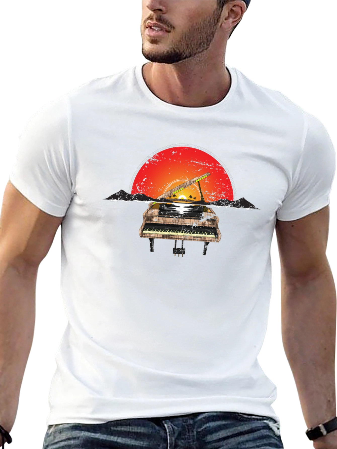 Sunset Piano Graphic Tee
