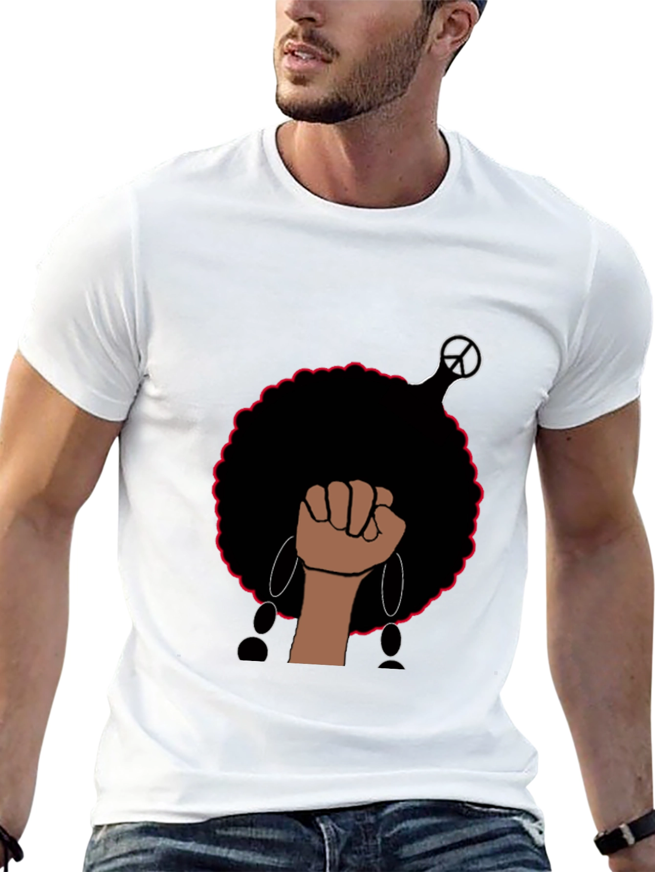 Afro Power Fist Graphic Tee - Black