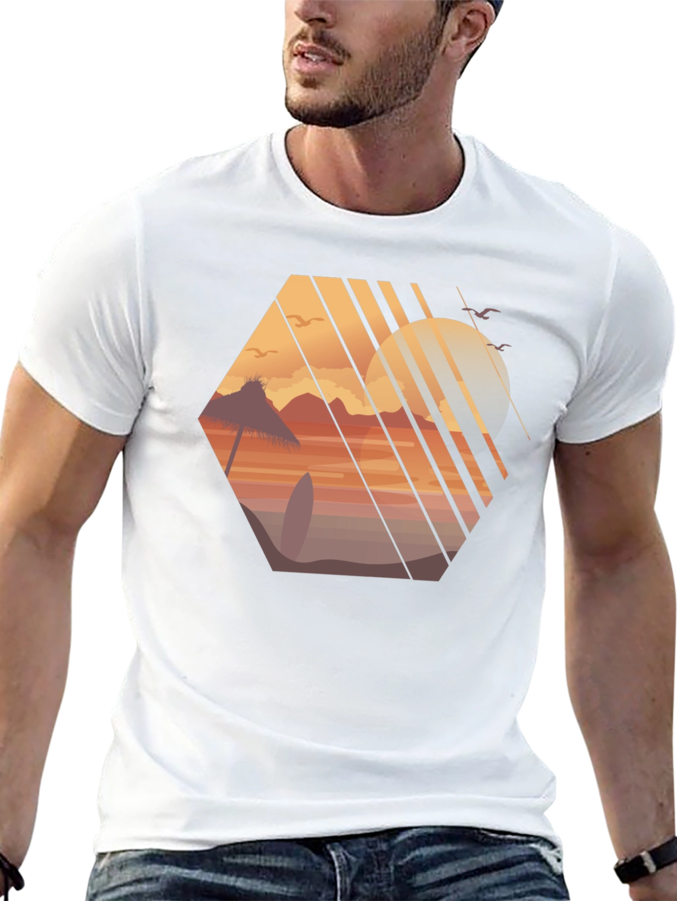 Sunset Beach Graphic Tee - Black