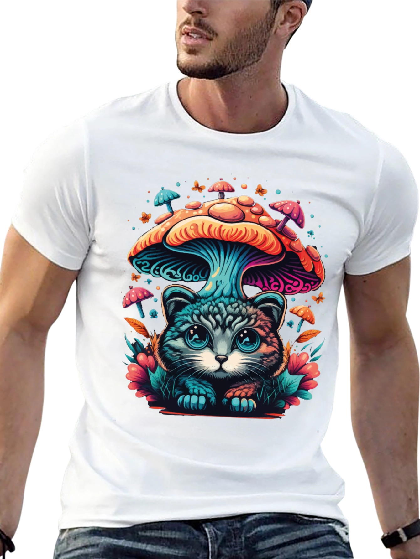 Mushroom Cat T-Shirt - Unique Graphic Tee