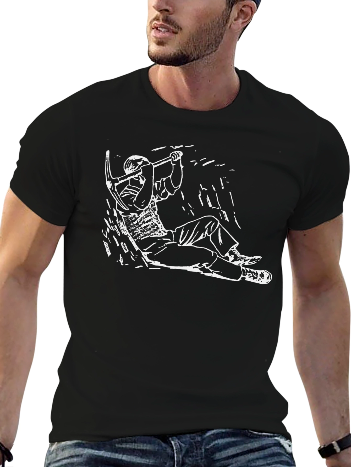 Miner Graphic Tee - Black Cotton T-Shirt