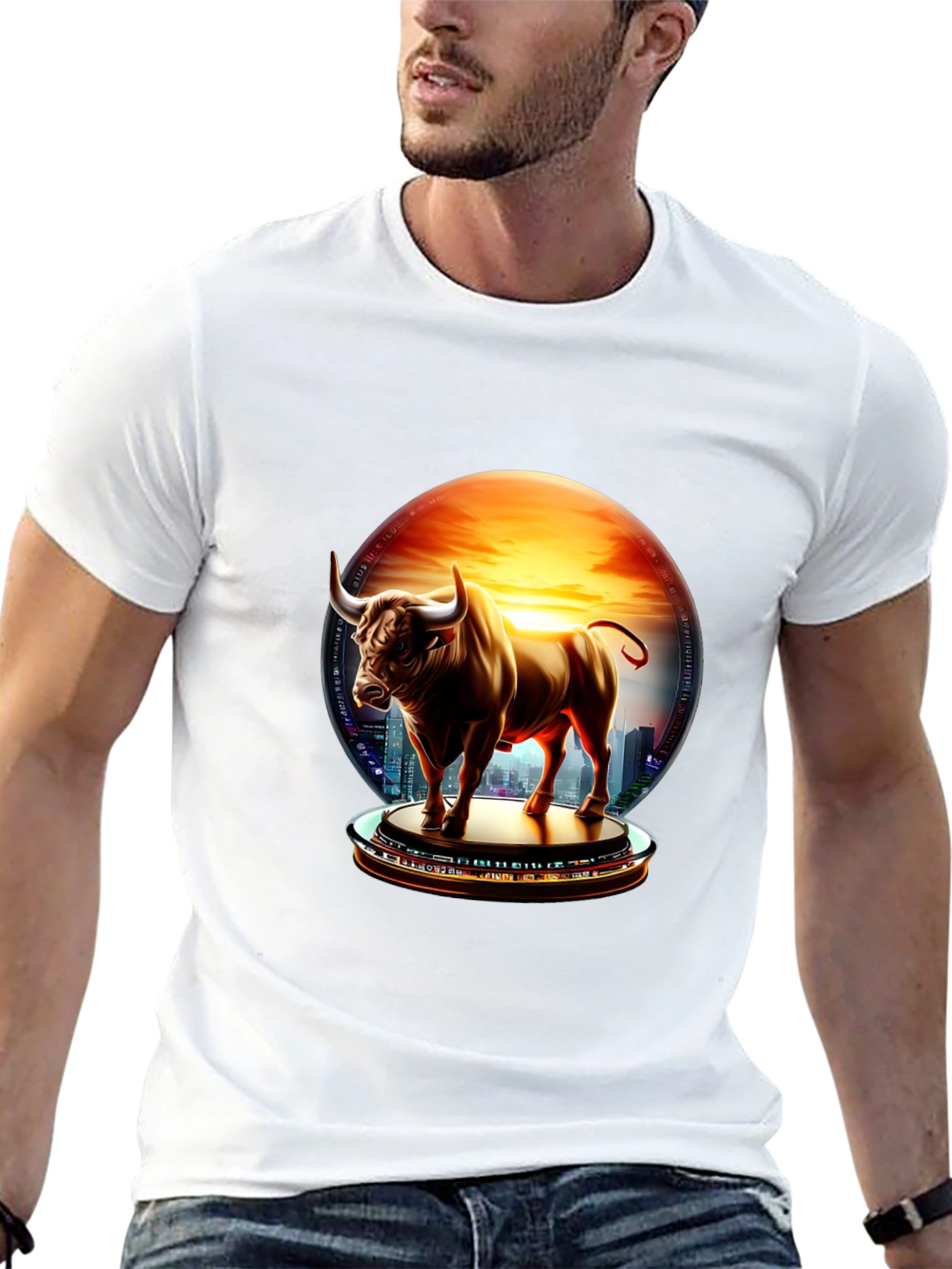 Bull Cityscape Graphic Tee