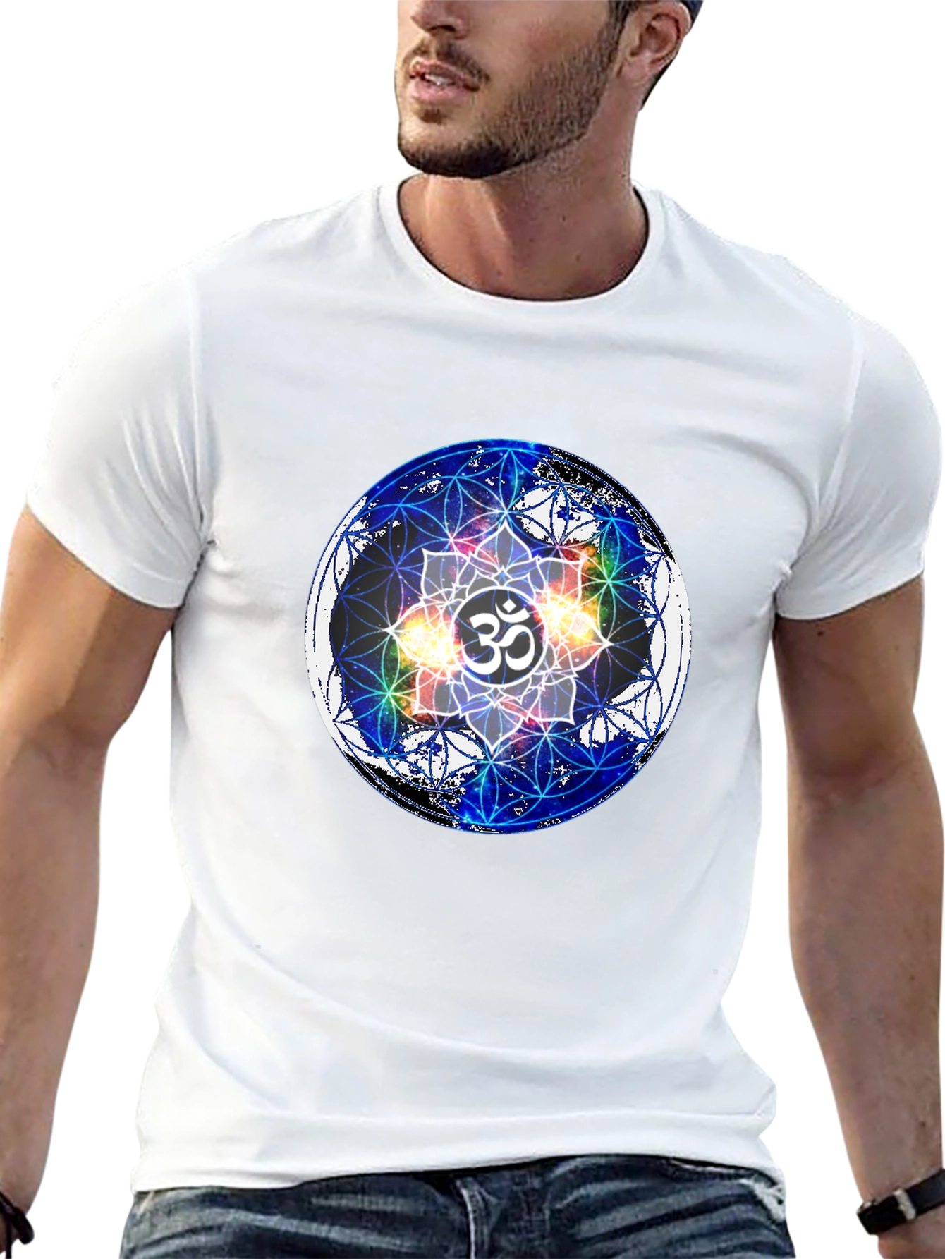 Om Mandala Black T-Shirt - Spiritual Design