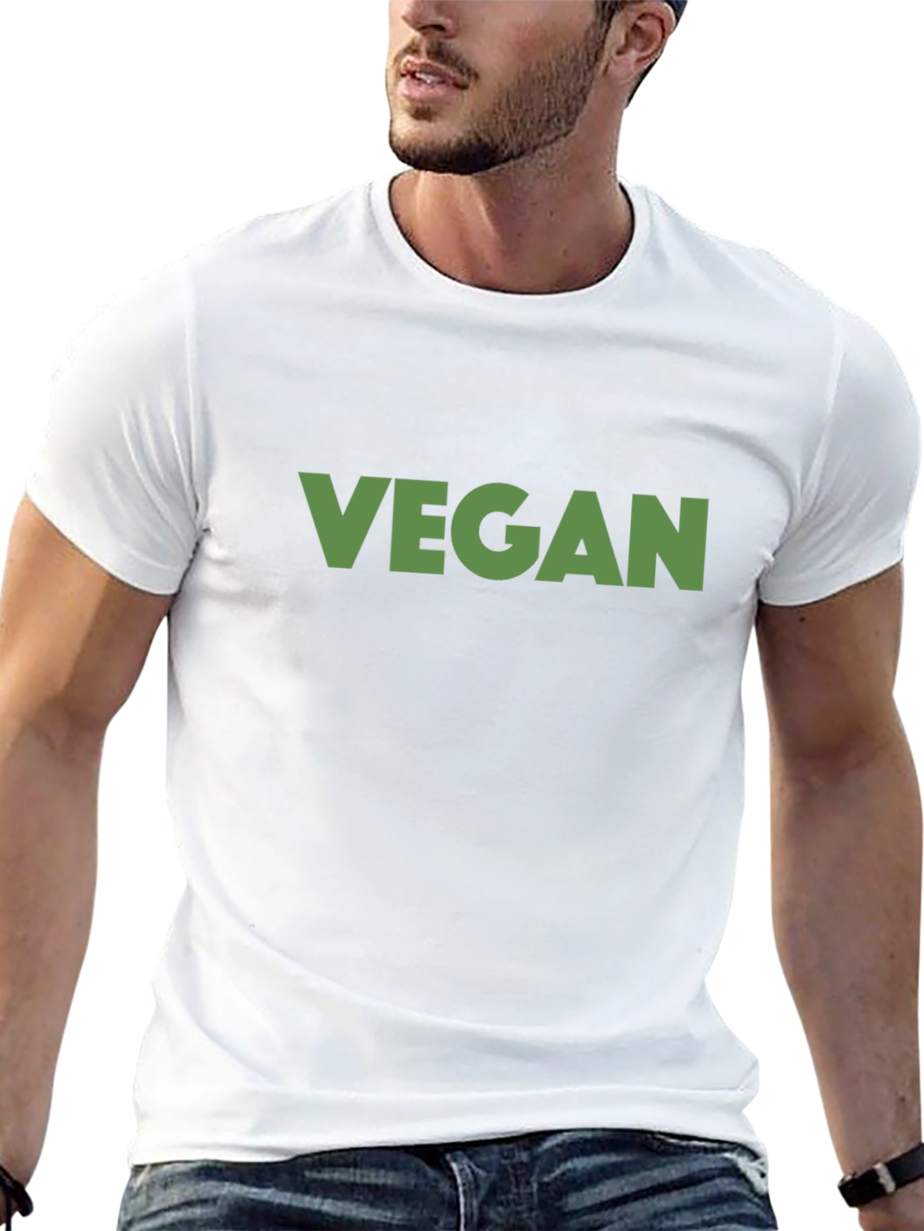 Vegan Statement T-Shirt - Bold Green Print on Black