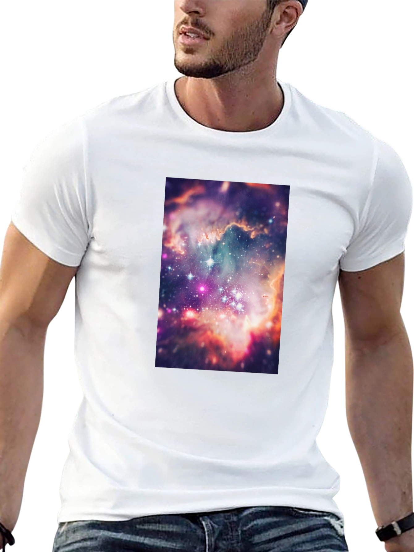Galaxy Print Black T-Shirt - Cosmic Style