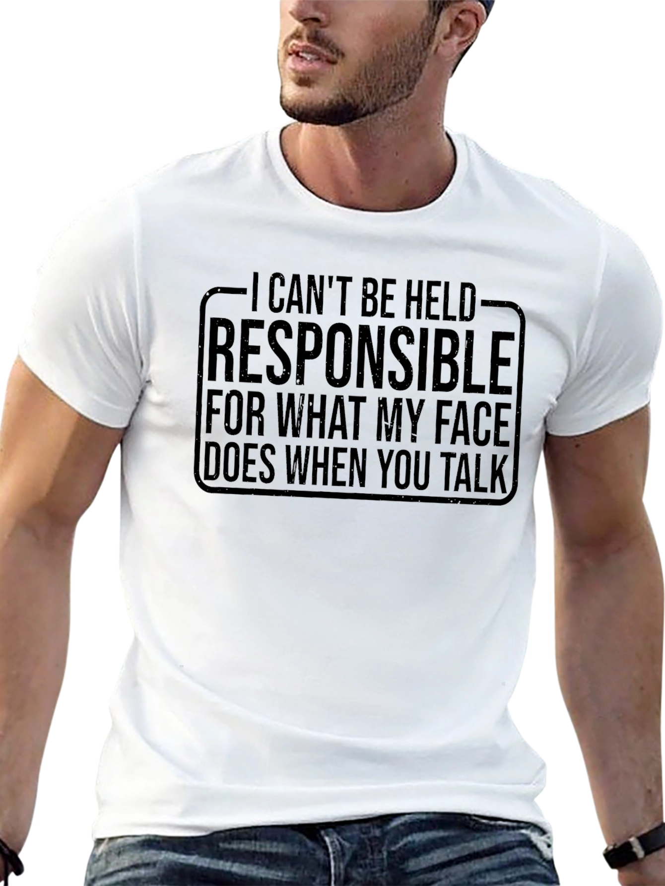 Funny Graphic T-Shirt: Not Responsible Face