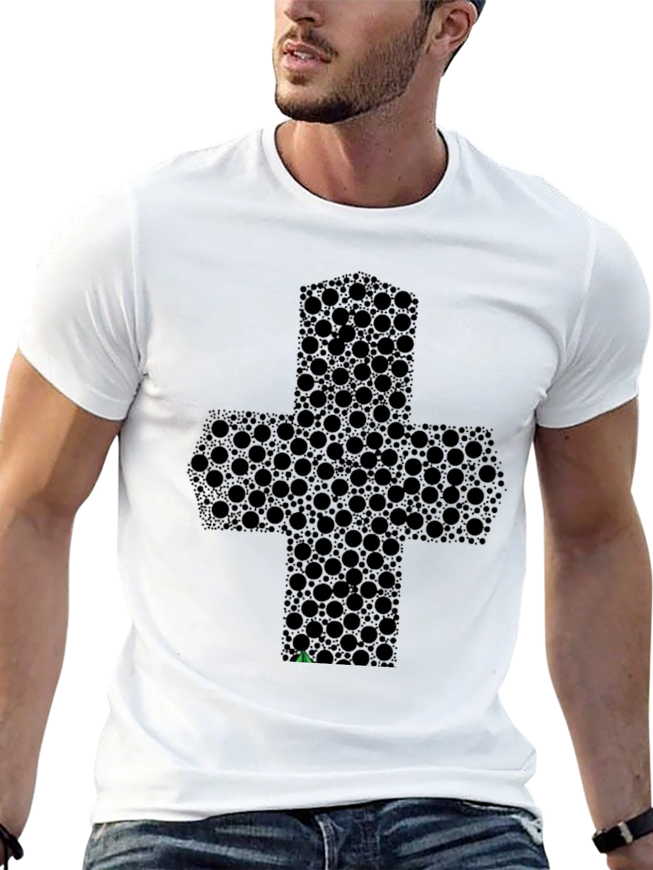 Abstract Bubbled Plus Sign Black T-Shirt
