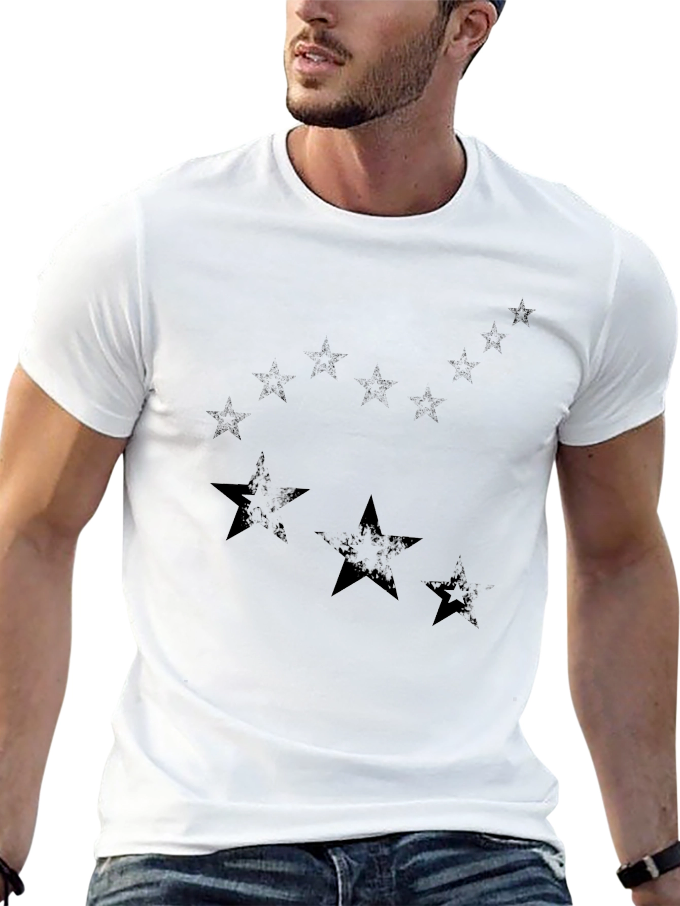 Starry Night Black Cotton Graphic Tee