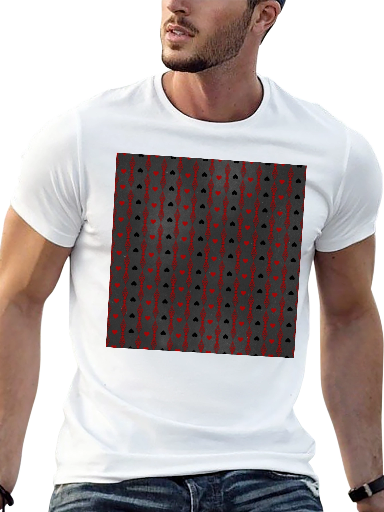 Playing Card Suit Pattern T-Shirt - Black