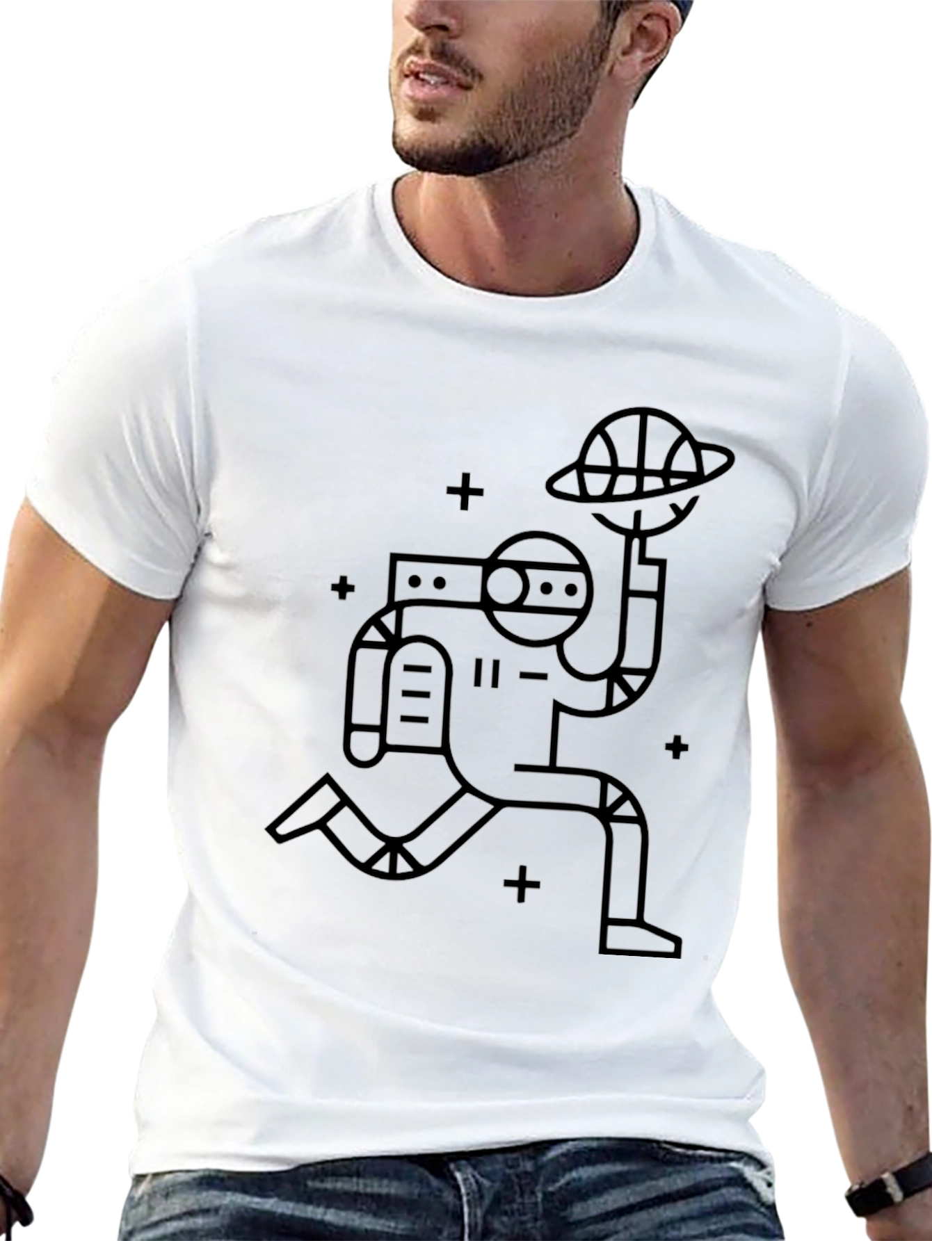 Astronaut Dunk Black T-Shirt - Space Basketball Tee
