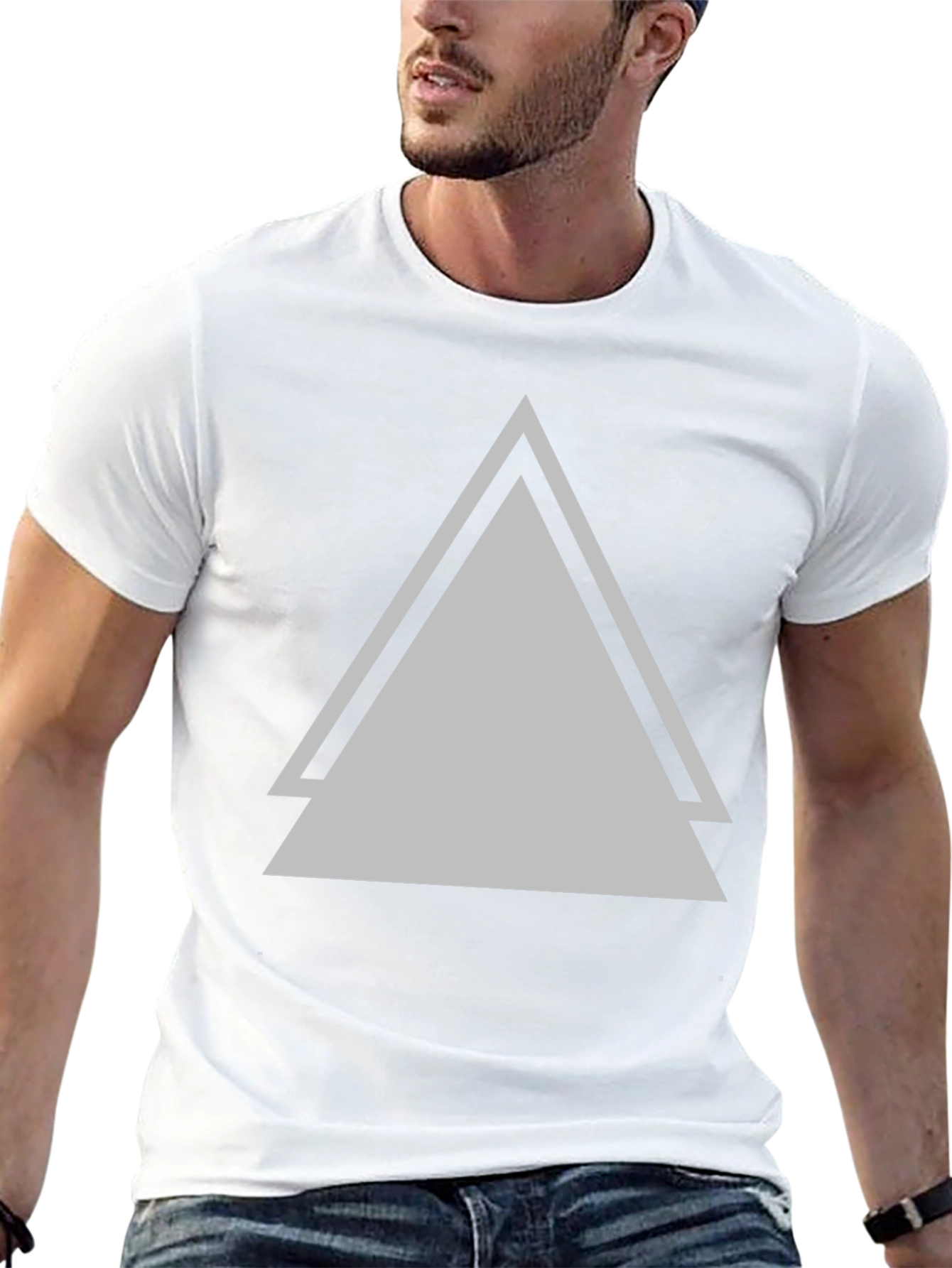 Geometric Triangle Graphic Black T-Shirt