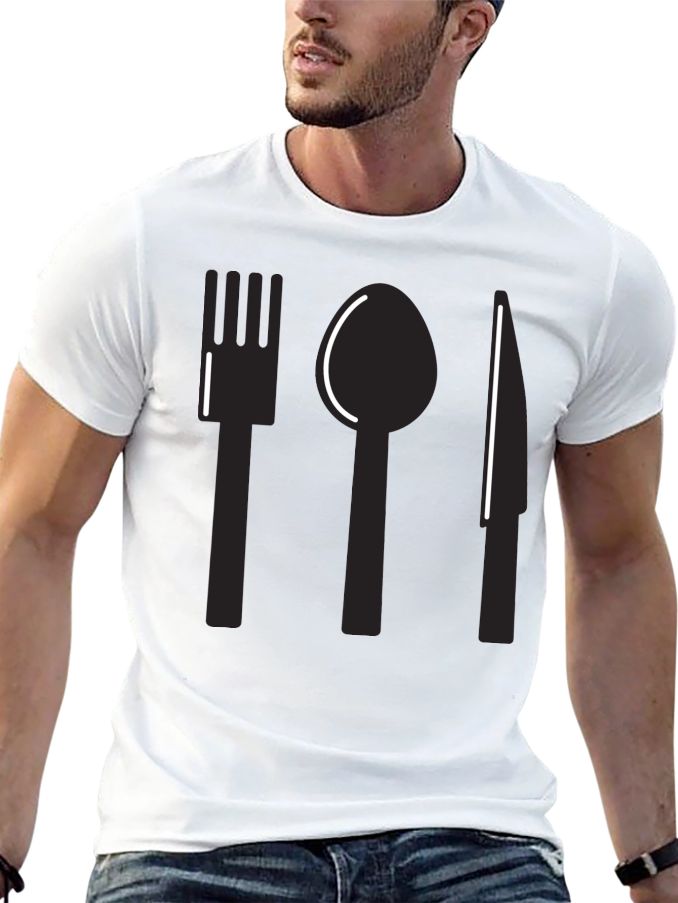 Cutlery Graphic Tee - Minimalist Chef T-Shirt