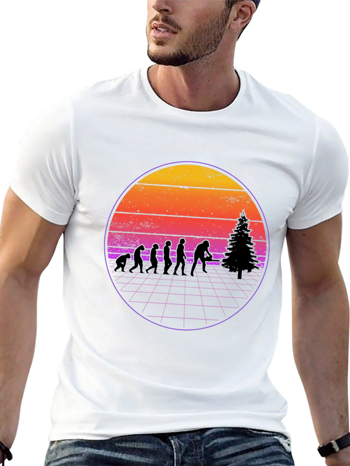 Retro Bigfoot Christmas Tree Evolution T-Shirt