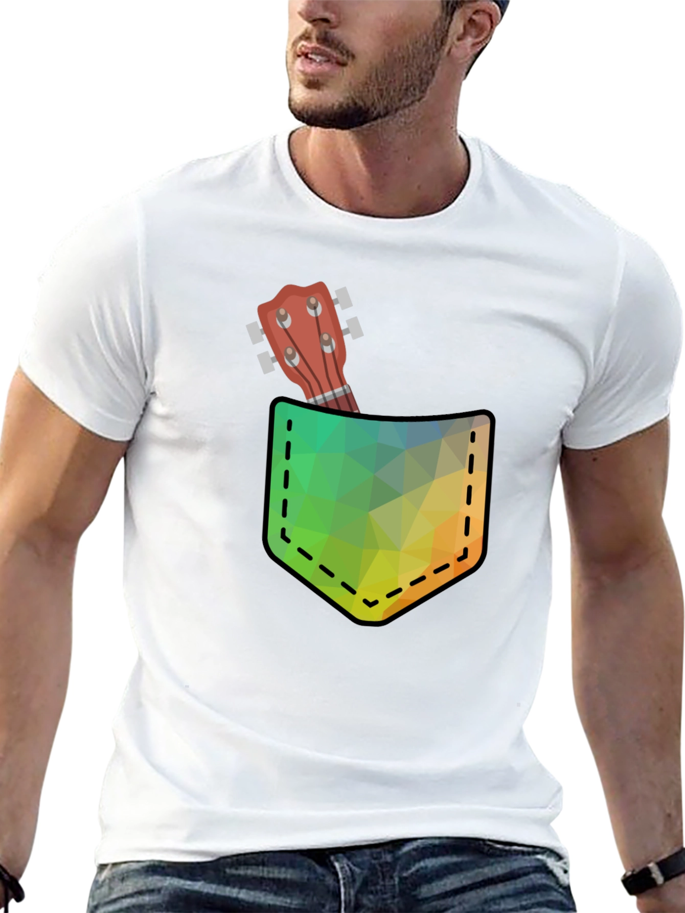 Ukulele Pocket Graphic T-Shirt - Cool Design