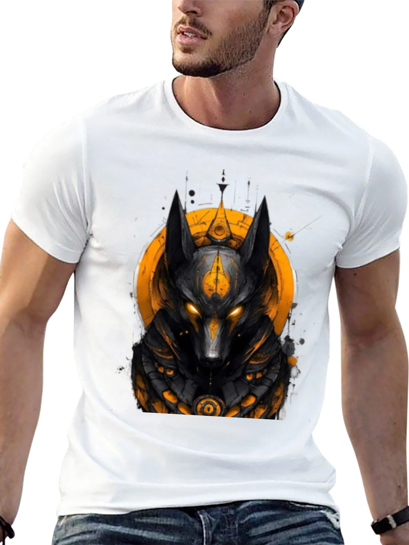 Anubis Graphic Black Tee - Egyptian God Style