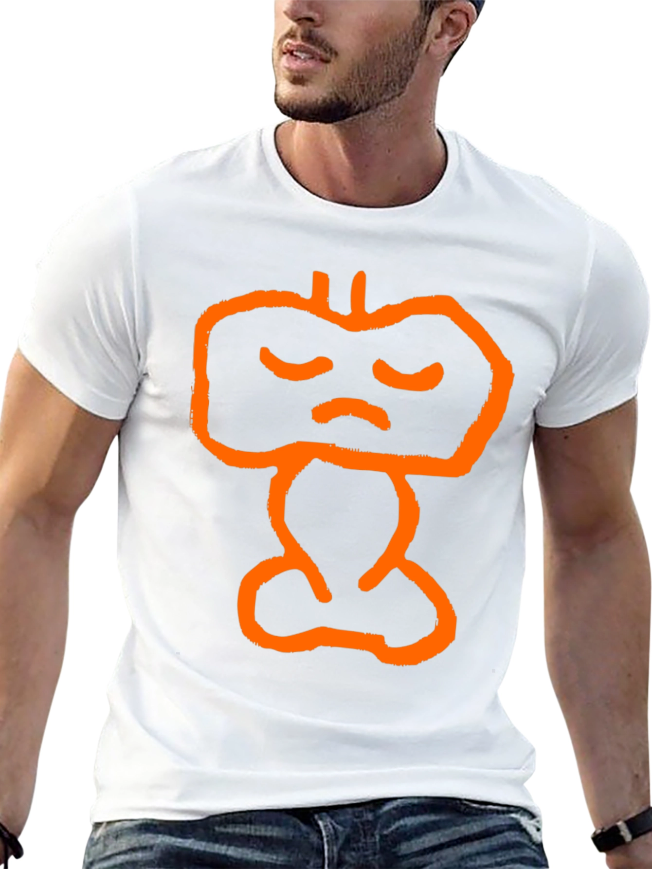 Orange Sad Face Graphic Tee