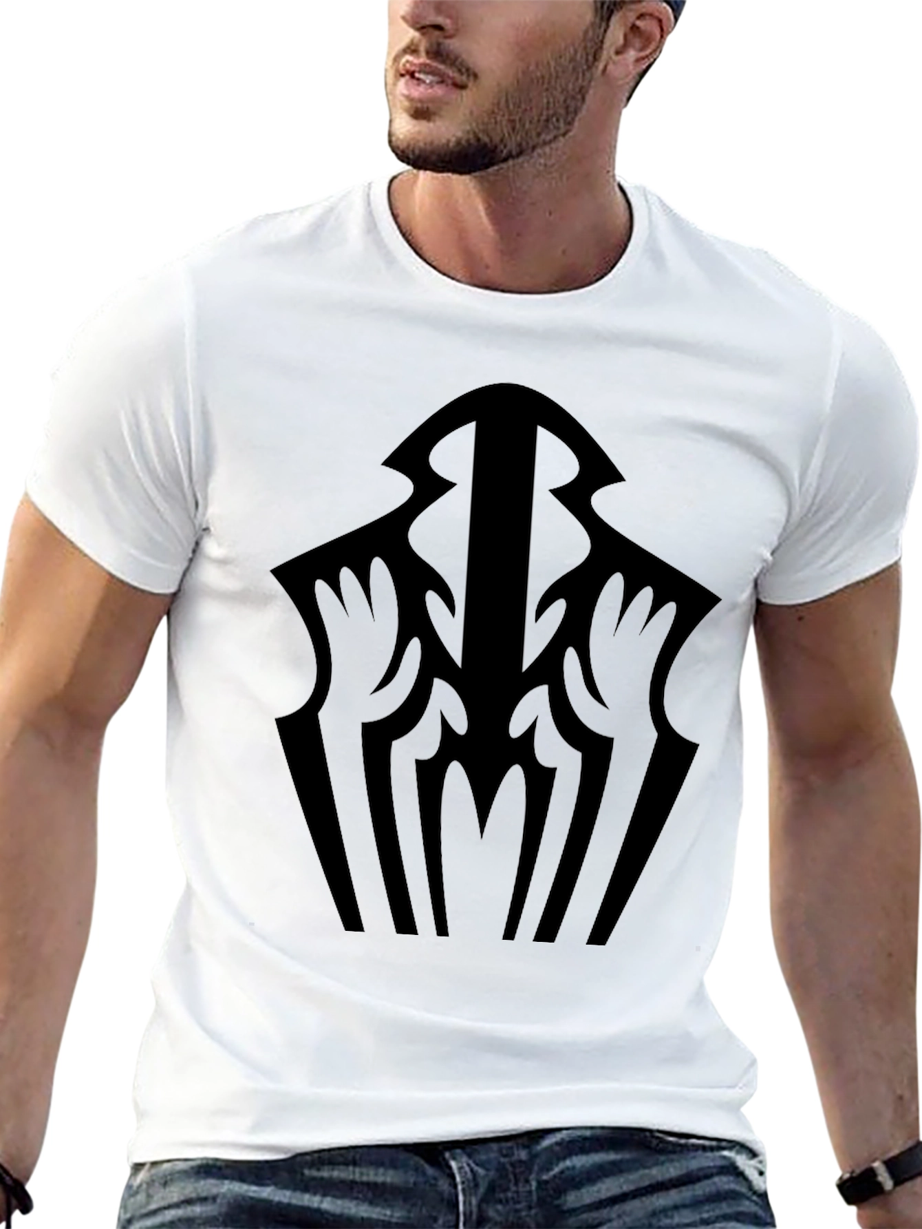 Mens Graphic Black T-Shirt - Abstract Design