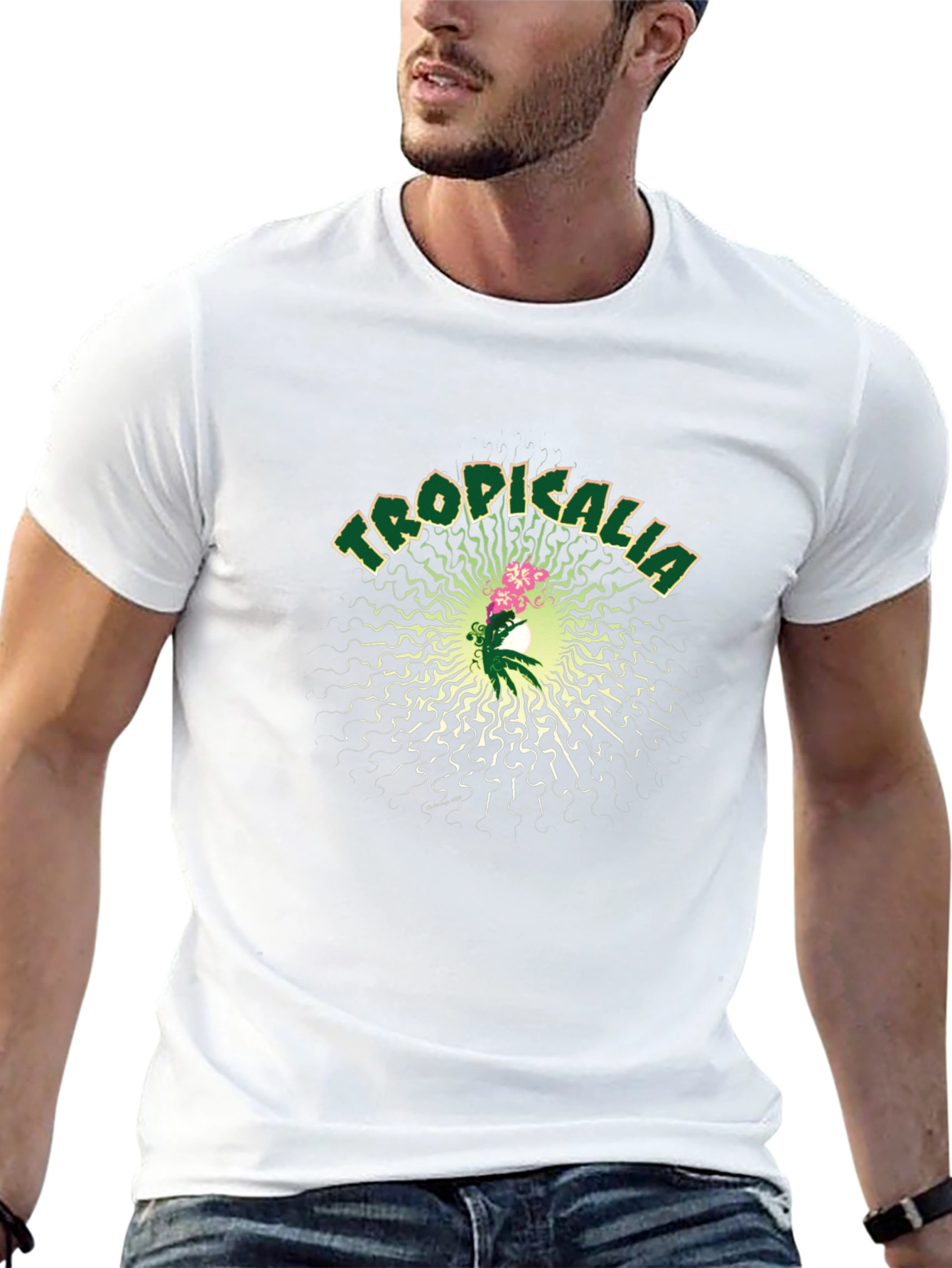Tropicalia Graphic Print Mens Black T-Shirt