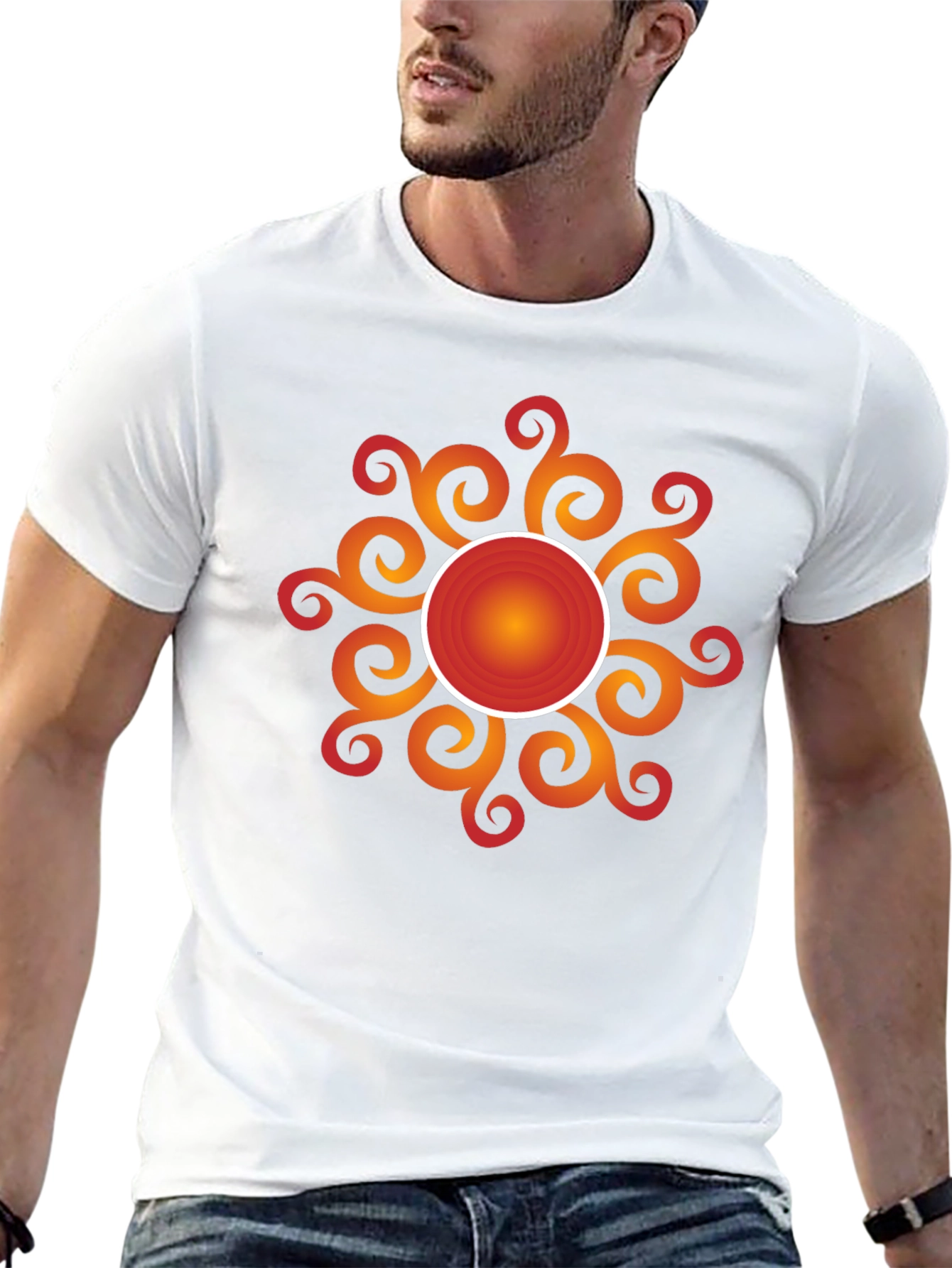 Radiant Sunburst Graphic Tee - Stylish Black Cotton T-Shirt