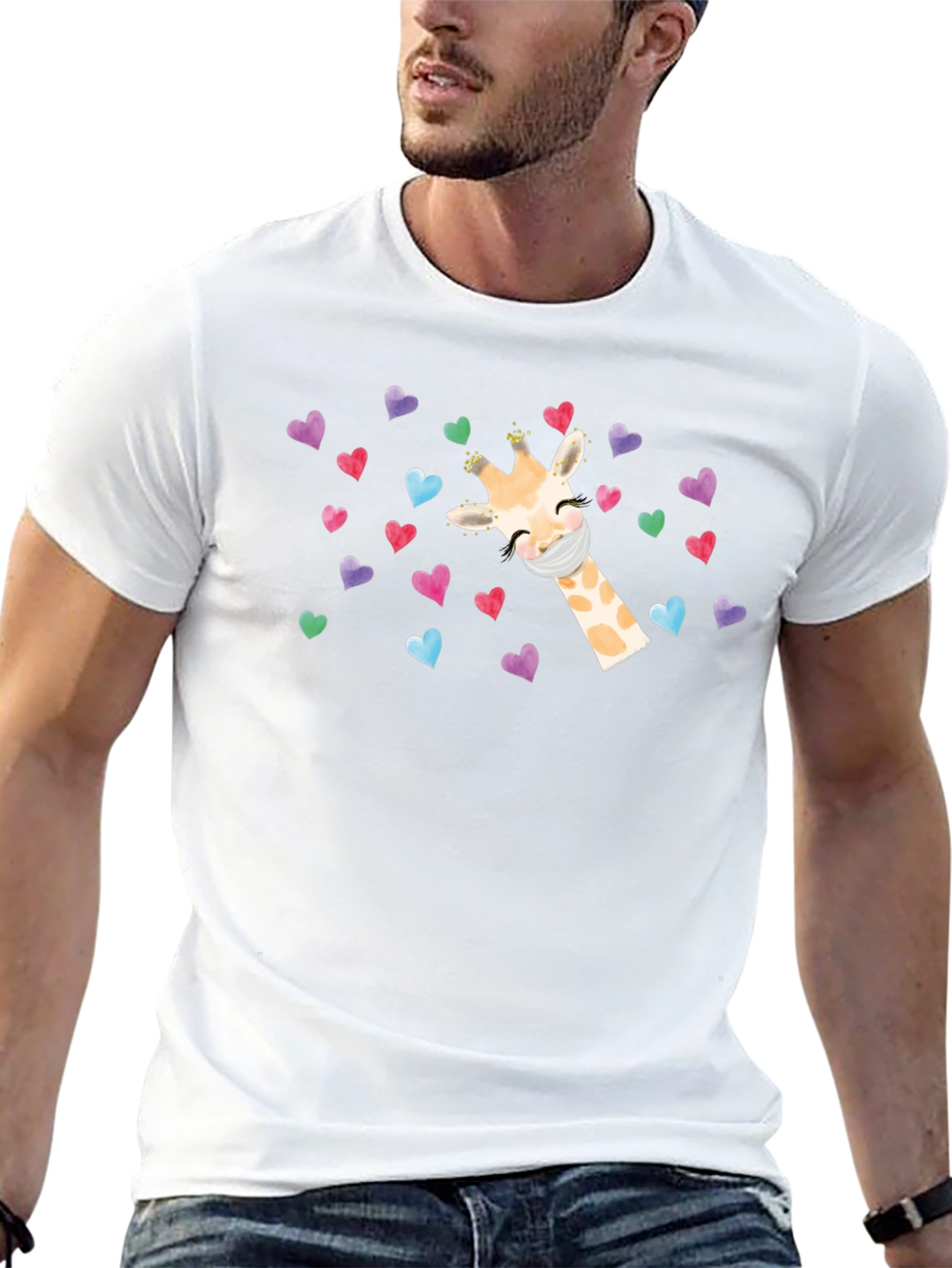 Giraffe Heart Mask T-Shirt - Cute Valentines Day Tee